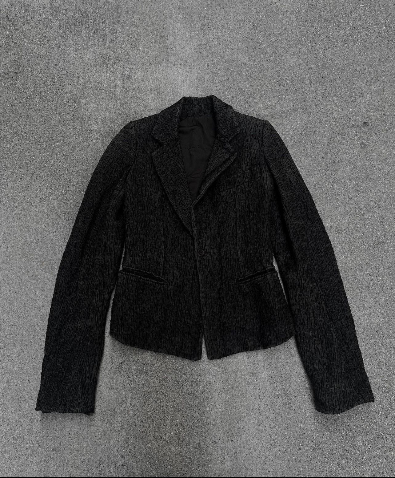 image of Rick Owens Fur Blazer Drkshadw Olmar And Mirta in Black, Women's (Size Small)