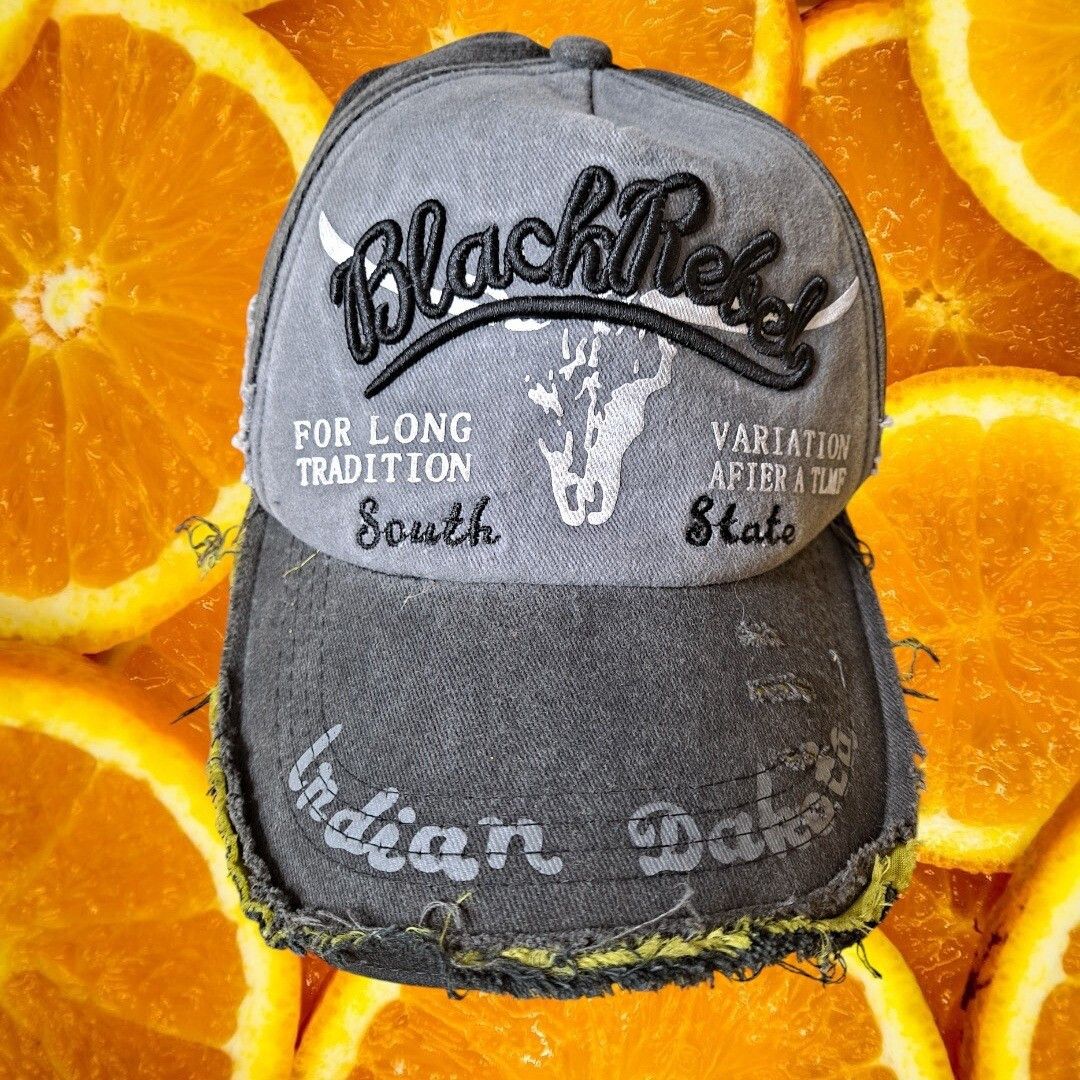 Other Black Rebel Baseball Cap Distressed Indian Dakota State Hat Size ONE SIZE - 1 Thumbnail