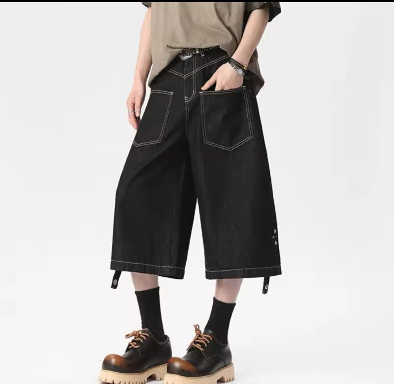 Japanese Brand × Jean Straight Leg Short Denim Size US 31 - 5 Thumbnail