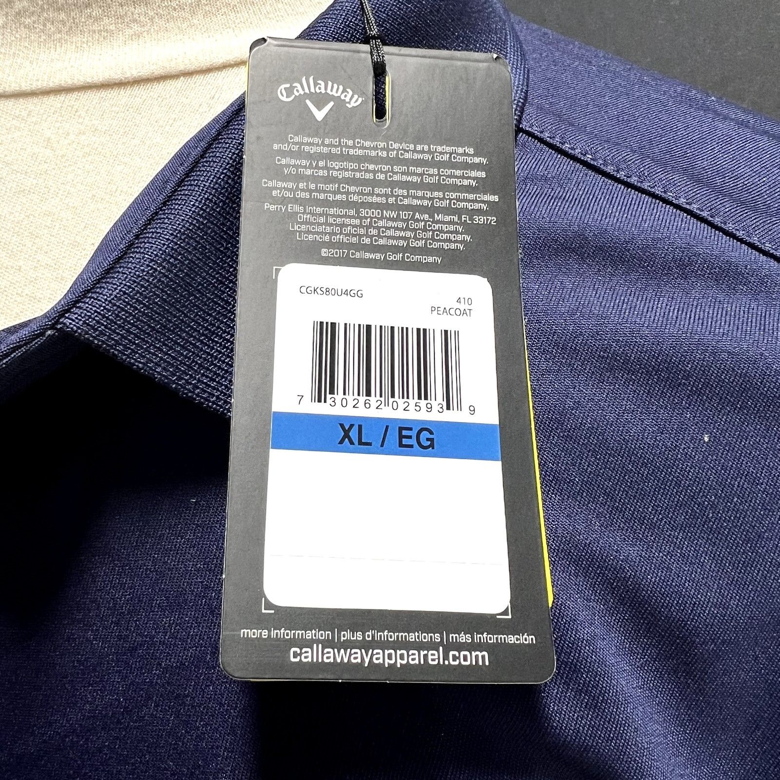 Callaway Callaway Mens Opti-Dri S/S Collared Peacoat Polo Shirt SZ L Size US L / EU 52-54 / 3 - 3 Thumbnail