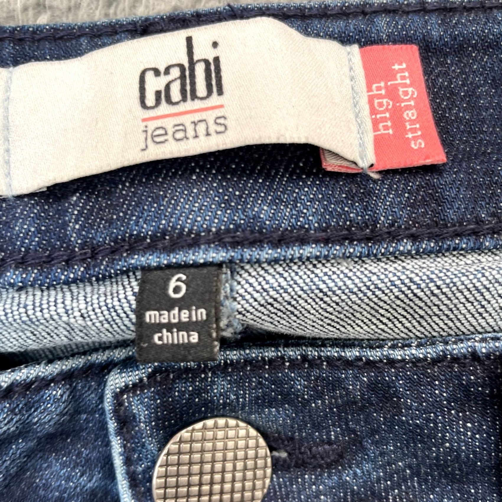 Vintage Cabi Jeans Womens 6 Blue High Rise Straight Leg Striped Denim Cotton Stretch Size 30" / US 8 / IT 44 - 4 Thumbnail