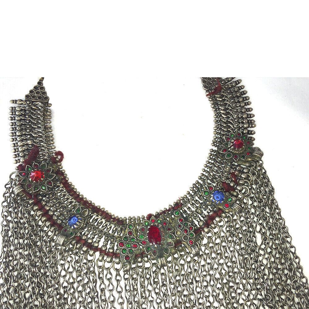Designer Afghan Jingle Bell Tribal Glass Bib Necklace Size ONE SIZE - 2 Thumbnail