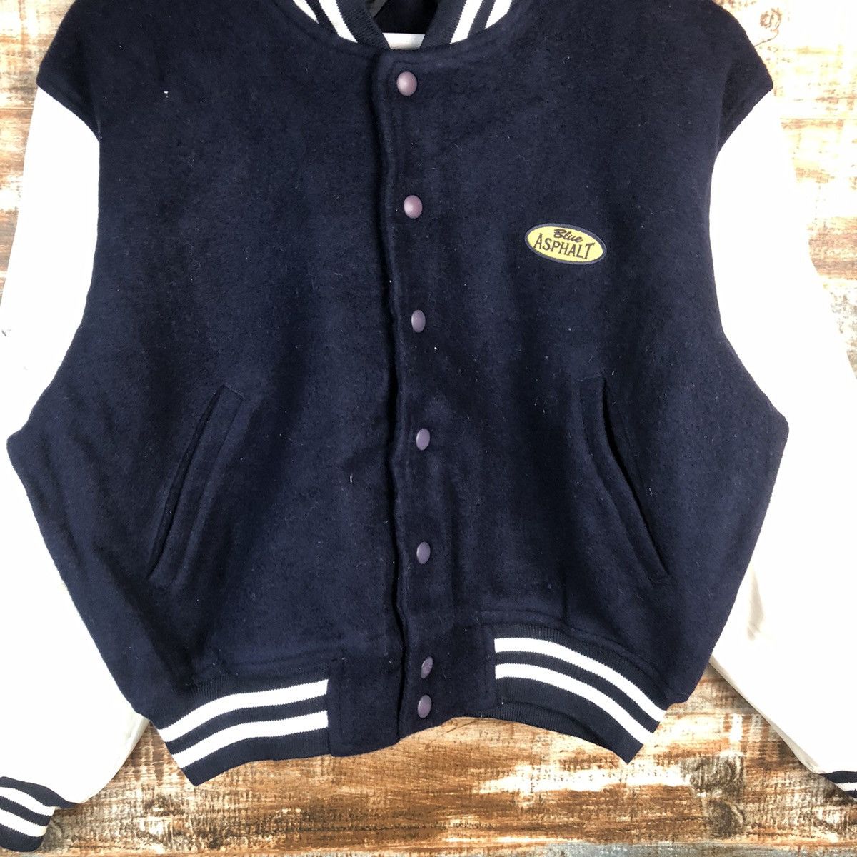 Vintage Blue Asphatt Dark Blue Bombers varsity Jacket #A1757 Size US S / EU 44-46 / 1 - 6 Thumbnail