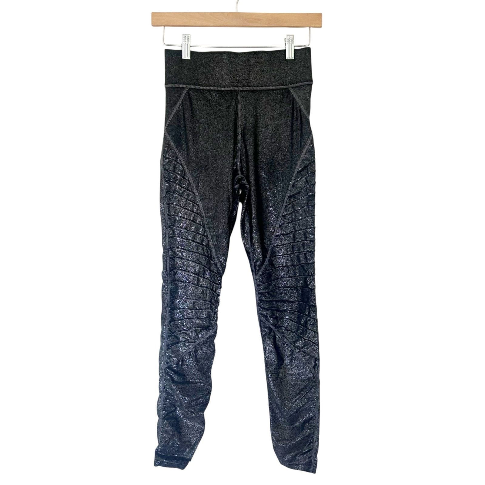 Other Carbon 38 Black Metallic Sparkly Moto Leggings Sz S Size 27" / US 4 / IT 40 - 1 Thumbnail