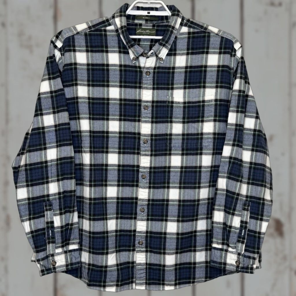 Eddie Bauer Eddie Bauer Button-Down Shirt Mens 3XL Blue Plaid Flannel Cotton Relaxed Fit Long Sleeve Collared Button-Up Size US XXL / EU 58 / 5 - 1 Thumbnail