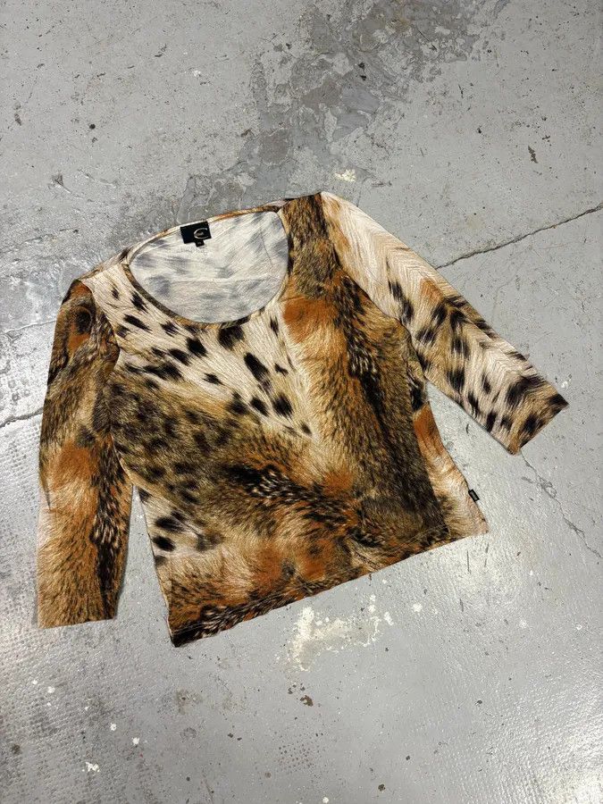 Just Cavalli × Vintage 2000s Cavalli Fur Effect Savage Top Size M / US 6-8 / IT 42-44 - 2 Thumbnail