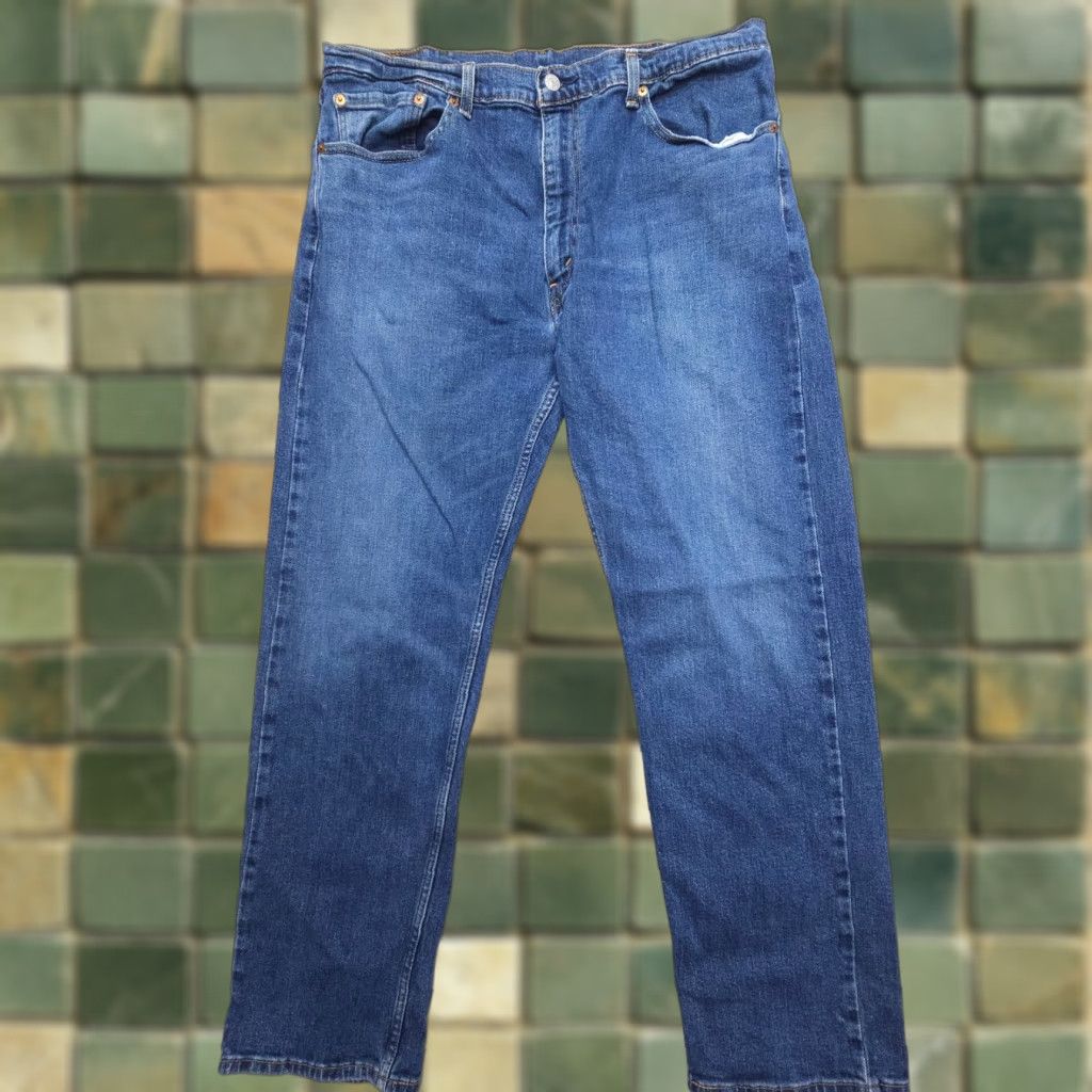 Levi's Levi's 505 Jeans Regular Fit Straight Leg Mens 38 x 32 Denim Blue Dark Wash Stretch Regular 5-Pocket Design Logo 1960s-2000s Theme American Mens Size US 38 / EU 54 - 1 Thumbnail