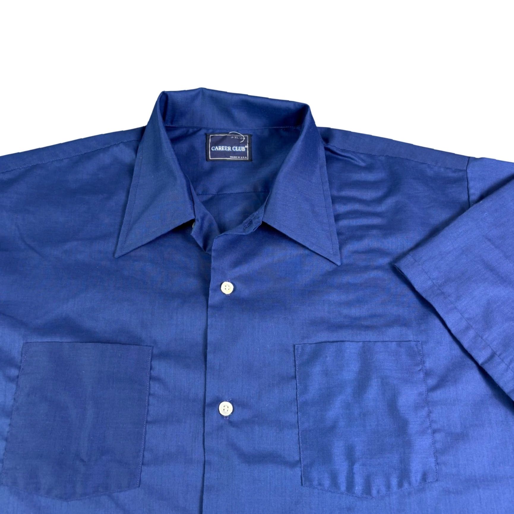 Vintage VINTAGE Career Club Blue Short Sleeve Button-Front Shirt Mens XL Made in USA Size US XL / EU 56 / 4 - 2 Thumbnail