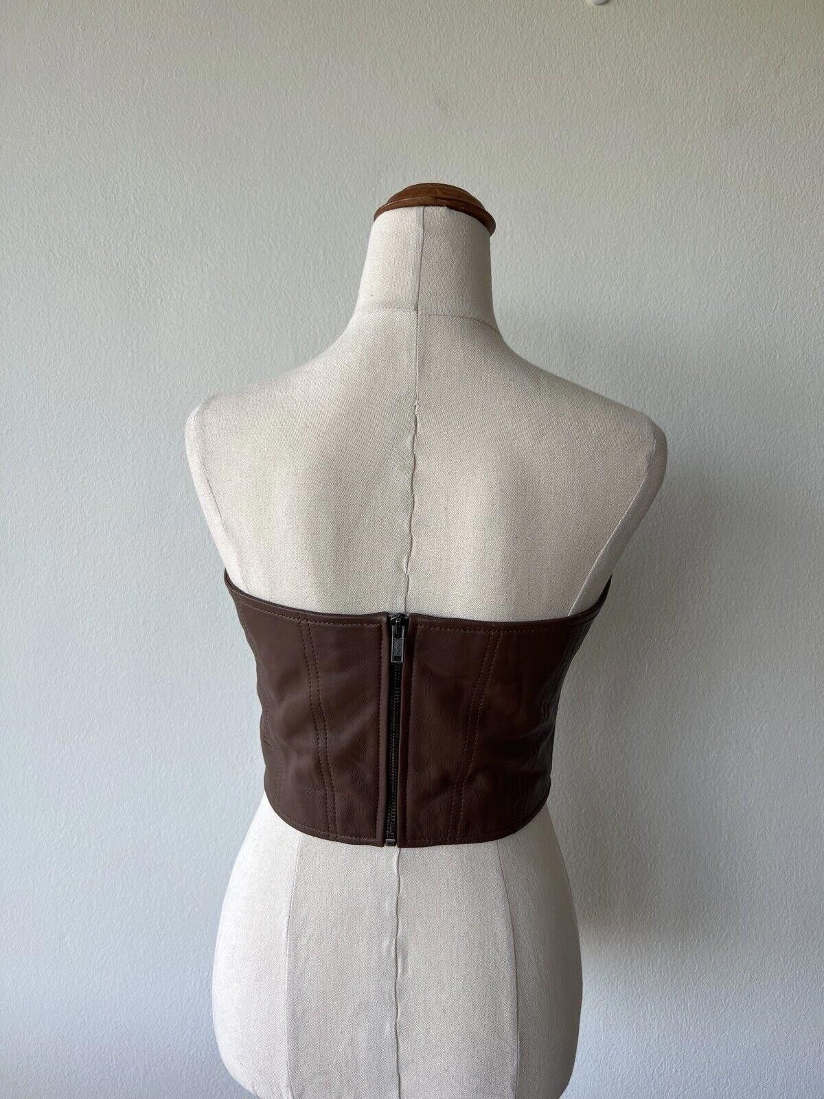 Ksubi brand new Ksubi Crossin Bustier Top brown leather large Size L / US 10 / IT 46 - 4 Thumbnail