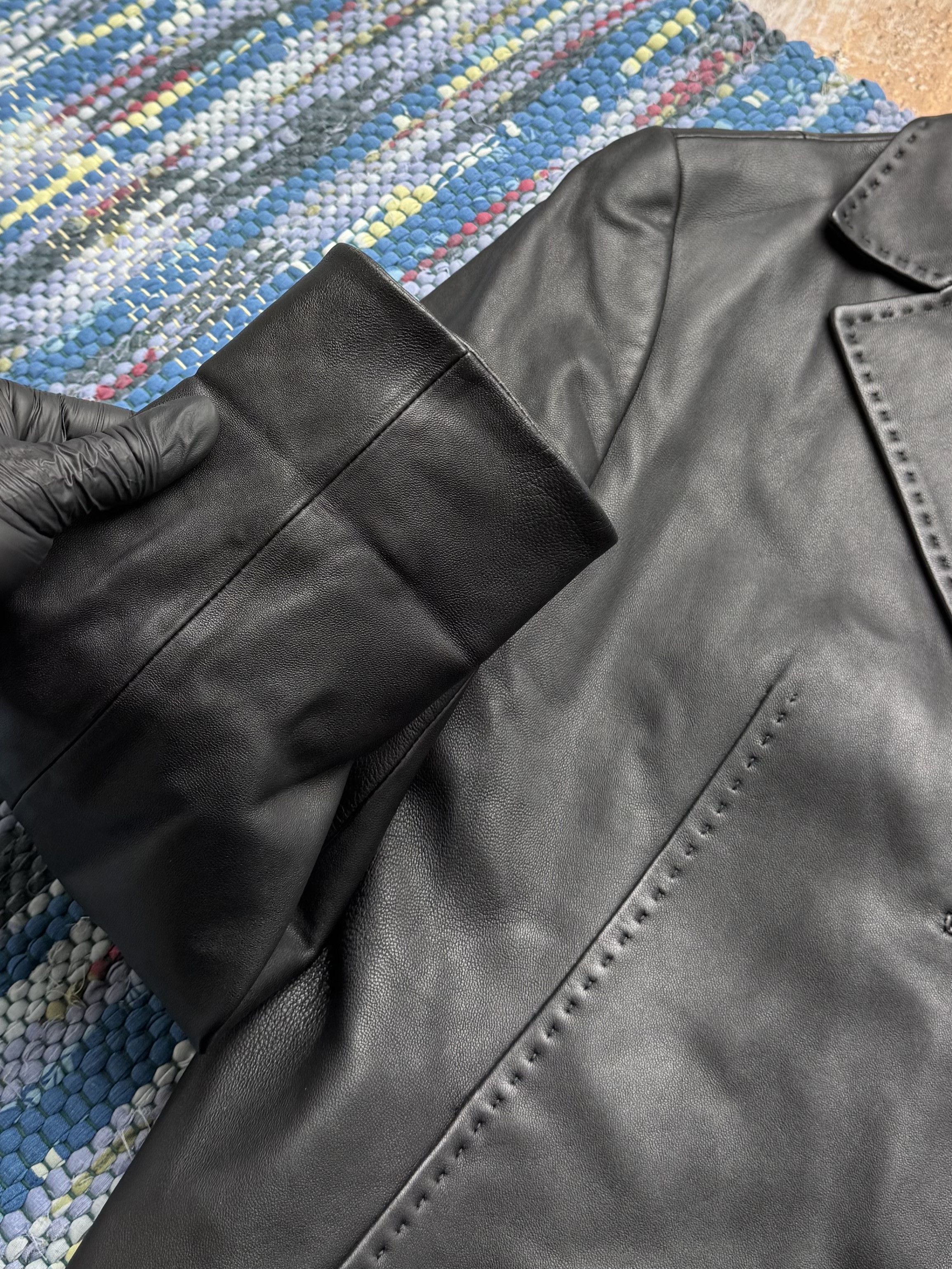 Vintage Vintage Real Leather Blazer Jacket Classic Office Coat Size L / US 10 / IT 46 - 3 Thumbnail