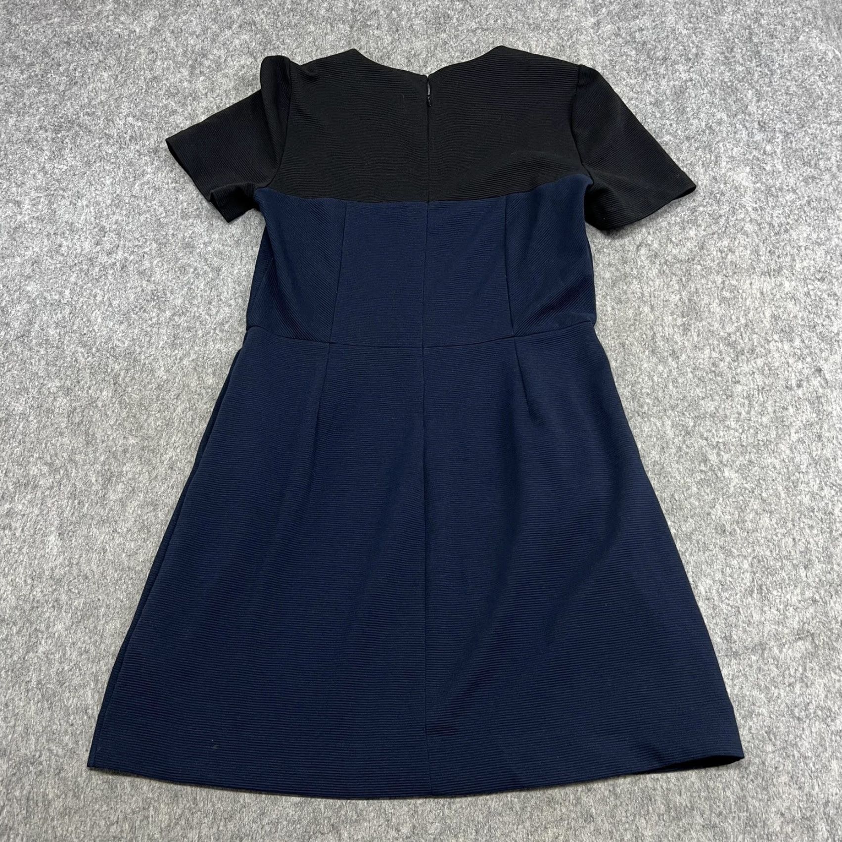Madewell Madewell Dress Womens 10 Navy Colorblock Fit & Flare Pockets Crew Neck Short Sleeve Office Workwear Size L / US 10 / IT 46 - 2 Thumbnail