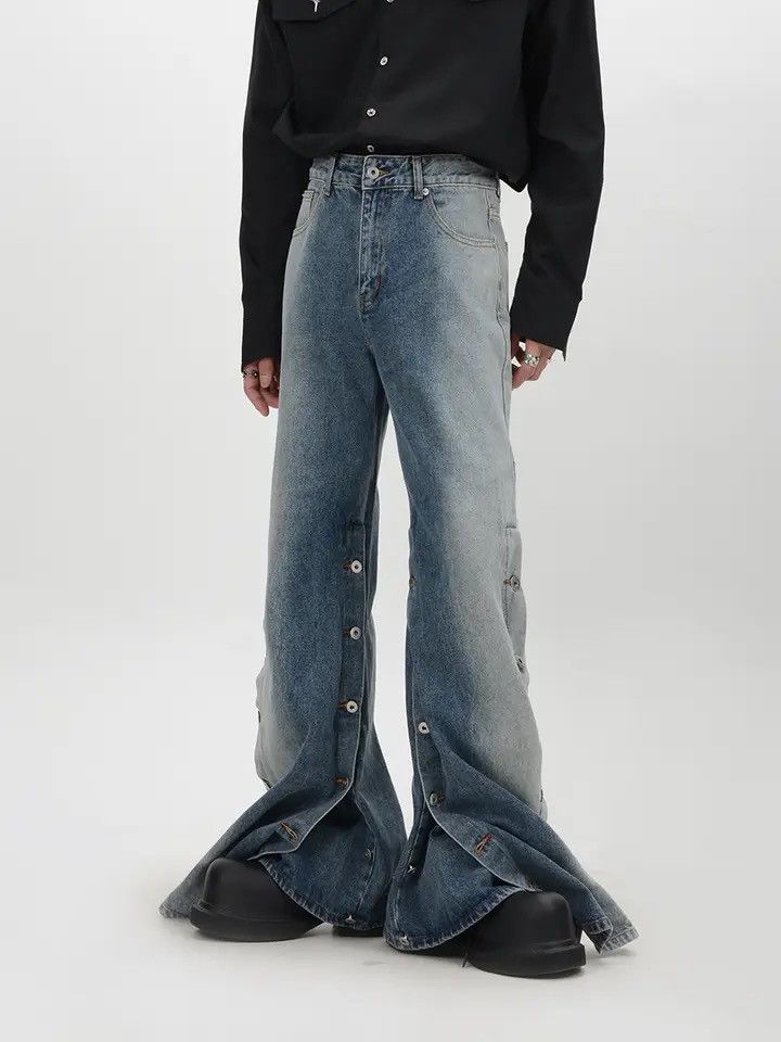 Japanese Brand × Vintage Button design wide leg loose jeans trousers y2k Size US 32 / EU 48 - 1 Thumbnail