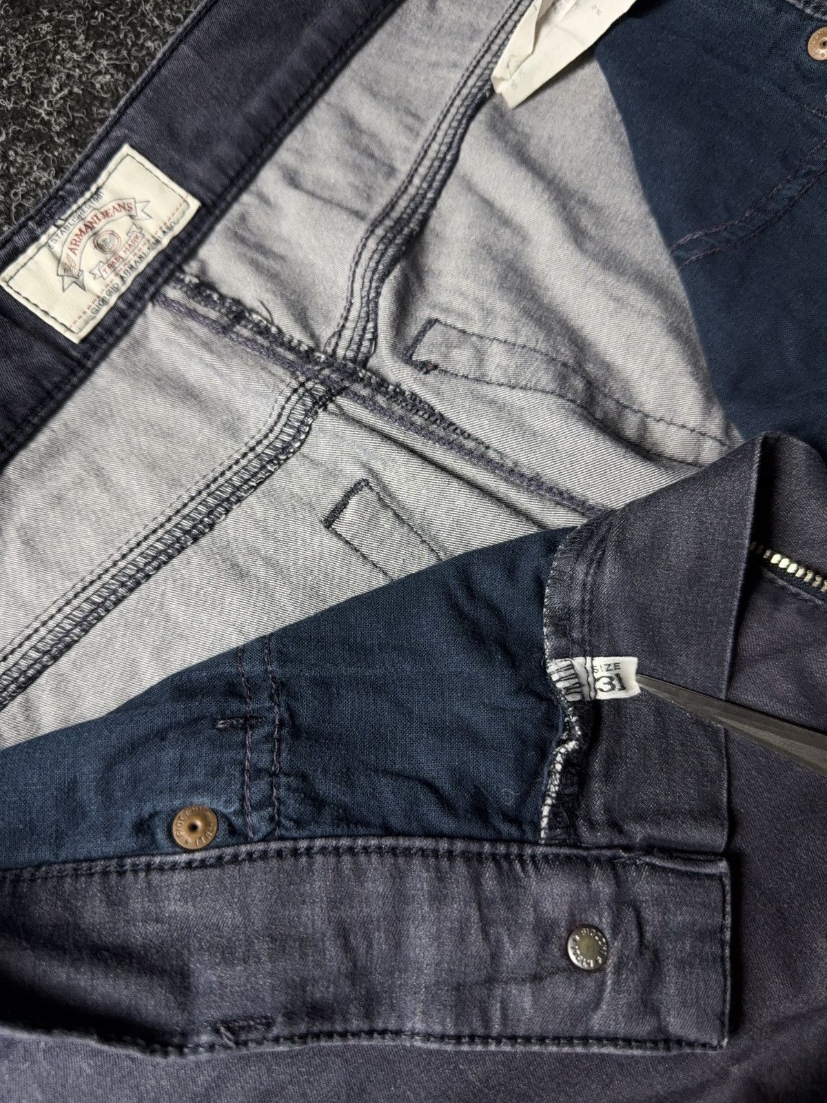 Armani 90s Armani Jeans Washed Faded Blue Straight Fit Denim Pants Size US 30 / EU 46 - 10 Thumbnail
