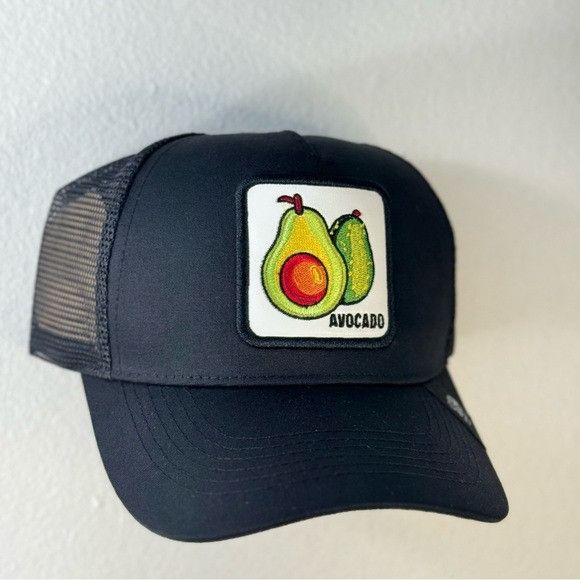 Designer NEW AVOCADO PATCH BLACK TRUCKER MESH CAP HAT Size ONE SIZE - 2 Thumbnail