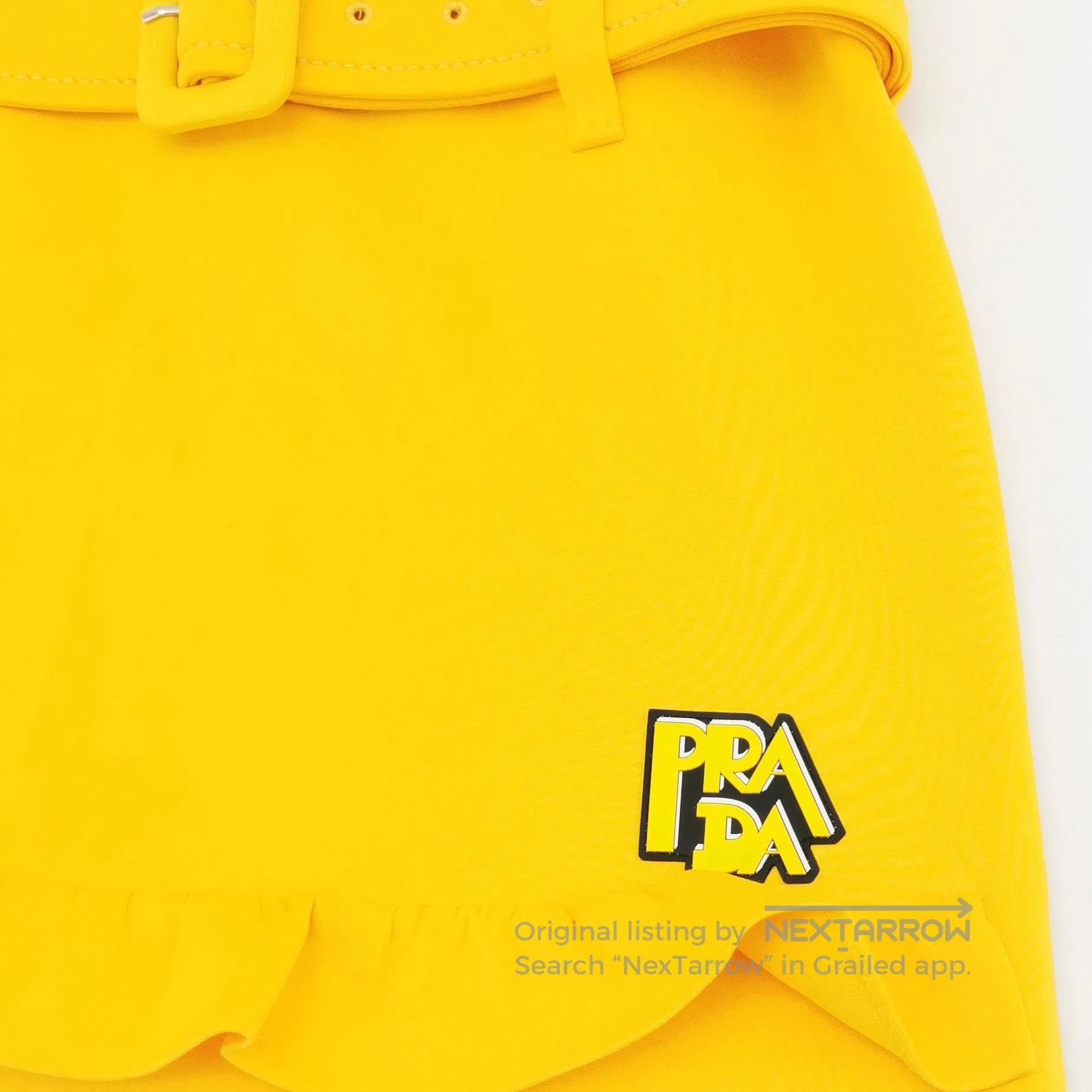 Prada Prada Yellow Logo Ruffle Hem Skirt . Size 35" - 4 Thumbnail