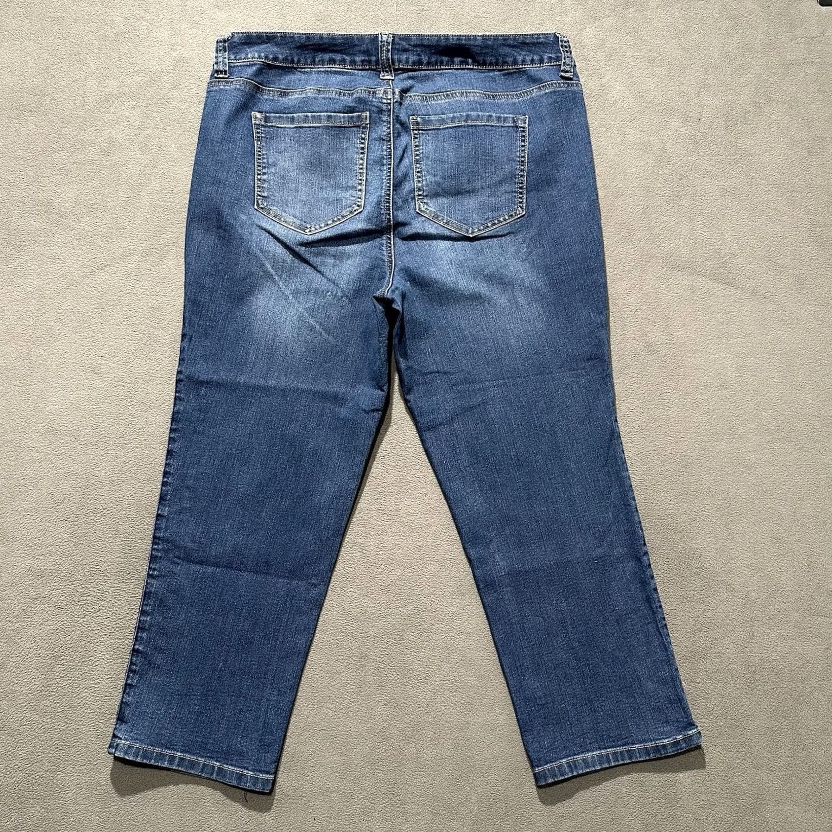 Denime Westport Jeans Womens 14 Blue Denim Striped Pattern Embroidered Relaxed GUC Size 36" / US 14 / IT 50 - 2 Thumbnail