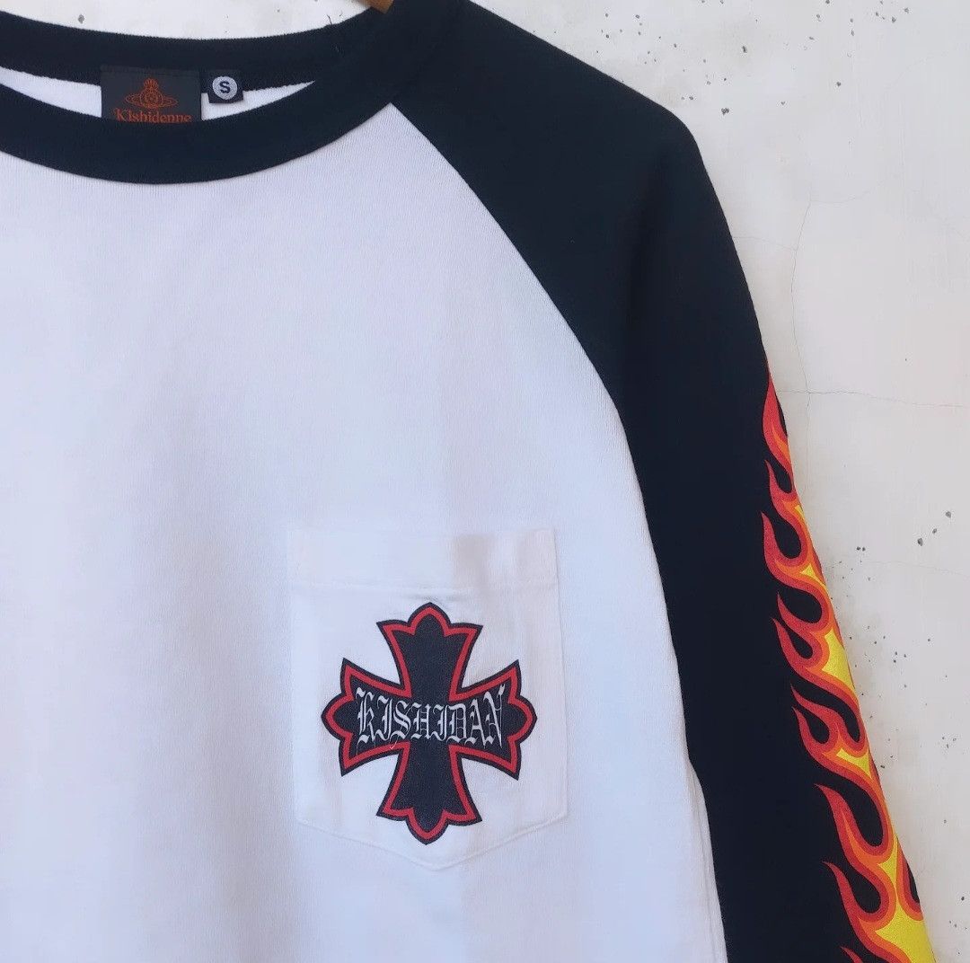 Japanese Brand Vintage Kishidenne Wrerutogood Big Logo Fire 3Q Tee Size US S / EU 44-46 / 1 - 4 Thumbnail