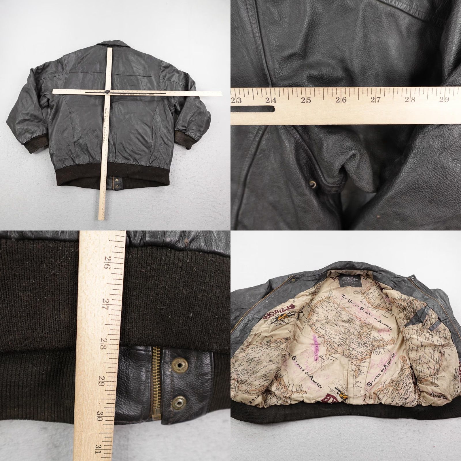 Vintage VINTAGE US Army Air Force Jacket 2XL Black Leather Bomber A-2 Flight Flyers Army Navy Style Military Mens Jacket Size US XXL / EU 58 / 5 - 8 Thumbnail