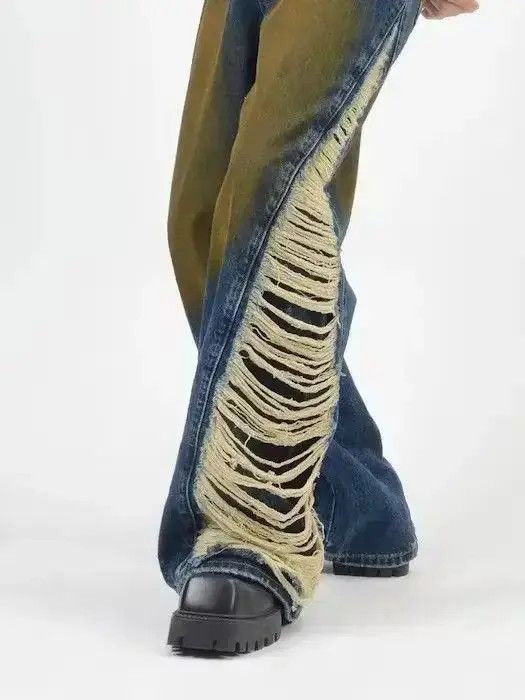 Japanese Brand Ripped Stacked Baggy Jeans Size US 30 / EU 46 - 5 Thumbnail