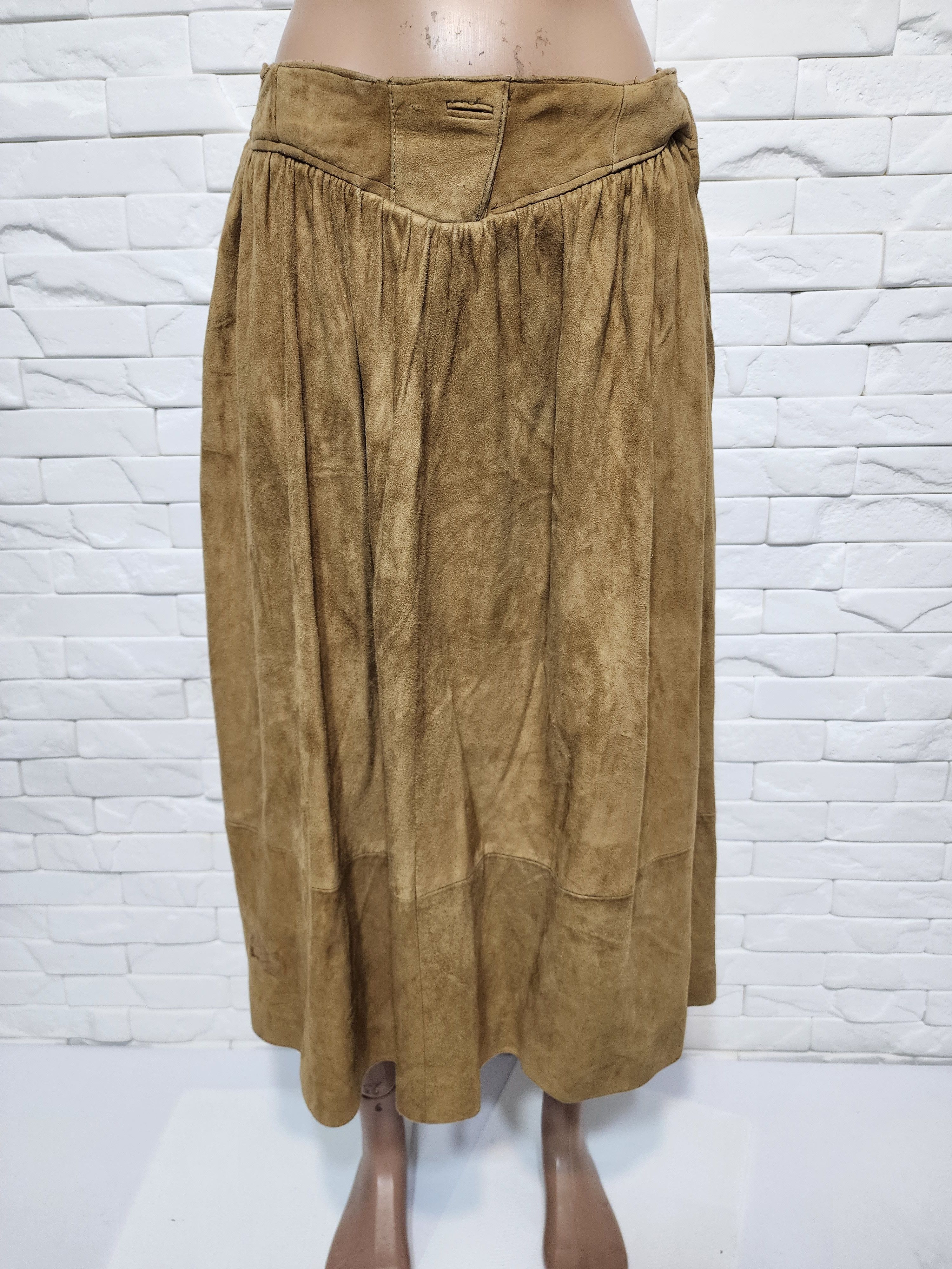 Genuine Leather Brown Suede Leather Skirt Size 30" / US 8 / IT 44 - 2 Thumbnail