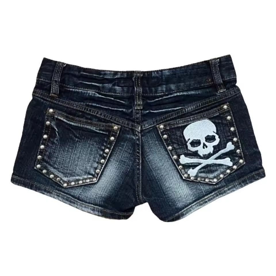 Other Punk Gothic Y2K Mini Studded Denim Shorts Size 26" / US 2 / IT 38 - 1 Thumbnail