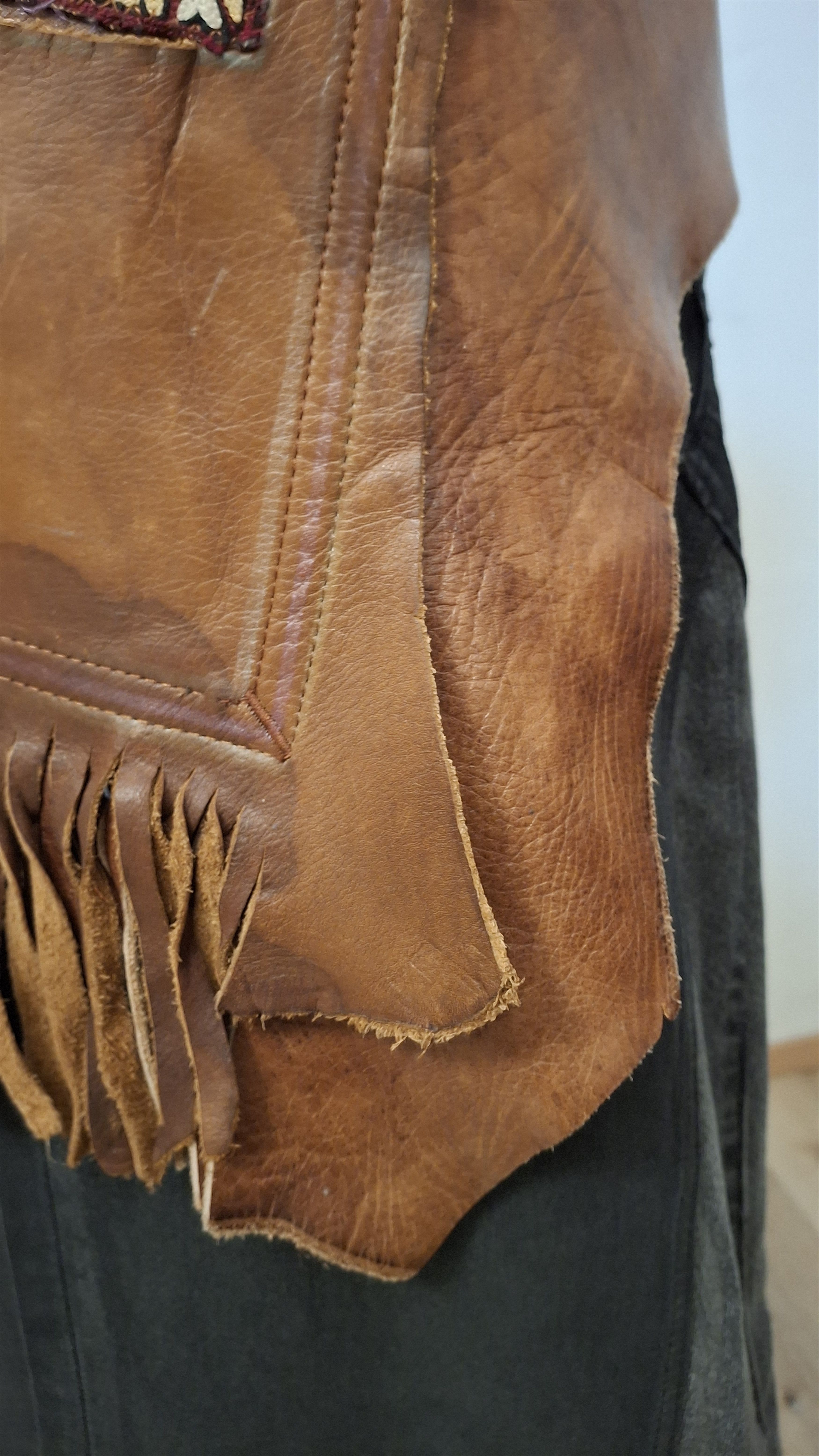 Vintage Vintage Handmade Western Leather Hip Pouch Belt Size 38 - 8 Thumbnail