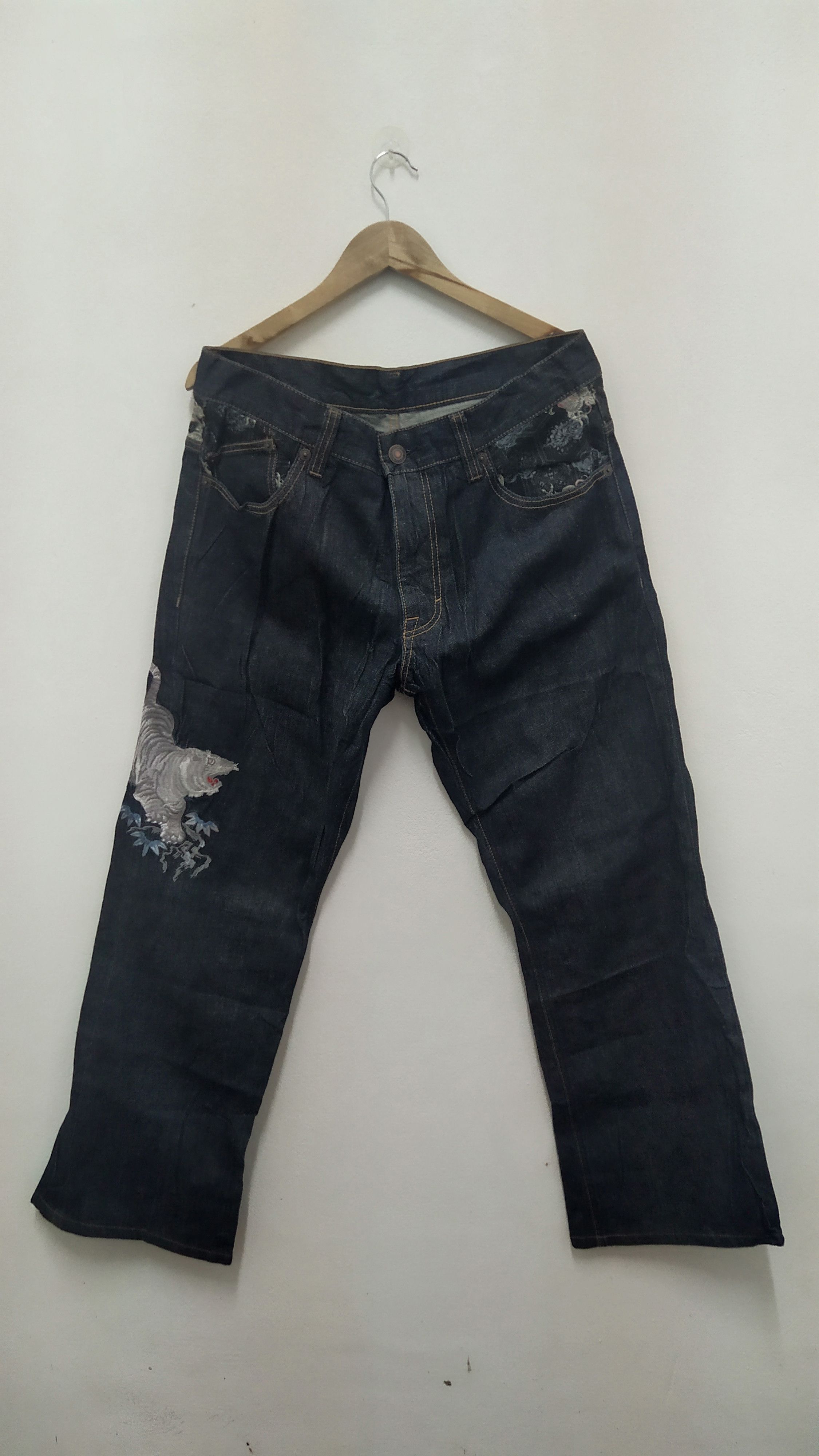 Jean Shop Vintage Japanese Dragon Embroidery Denim Size US 38 / EU 54 - 11 Thumbnail