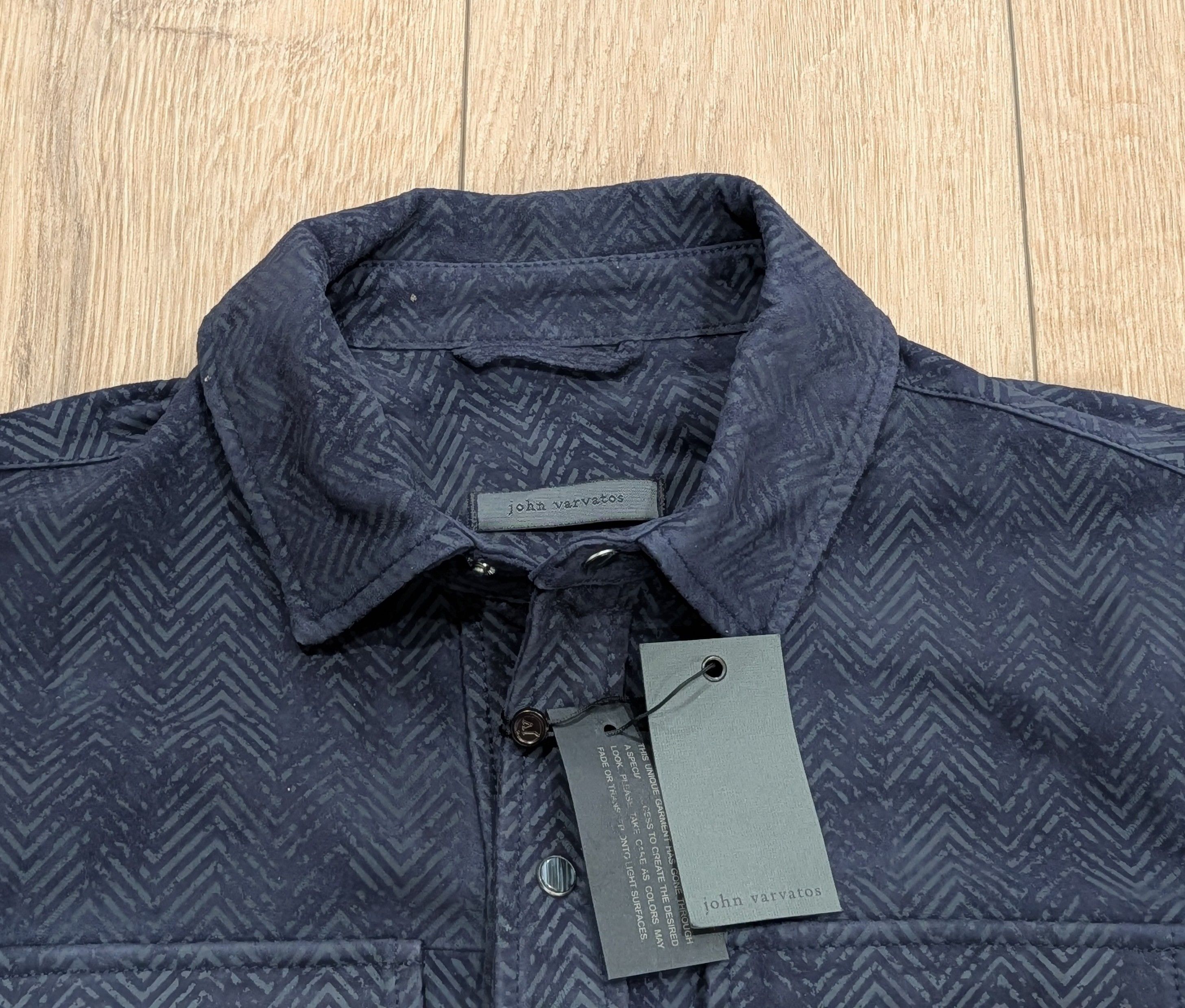 John Varvatos John Varvatos Herringbone Suede Shirt Jacket Navy 52 Size US L / EU 52-54 / 3 - 2 Thumbnail