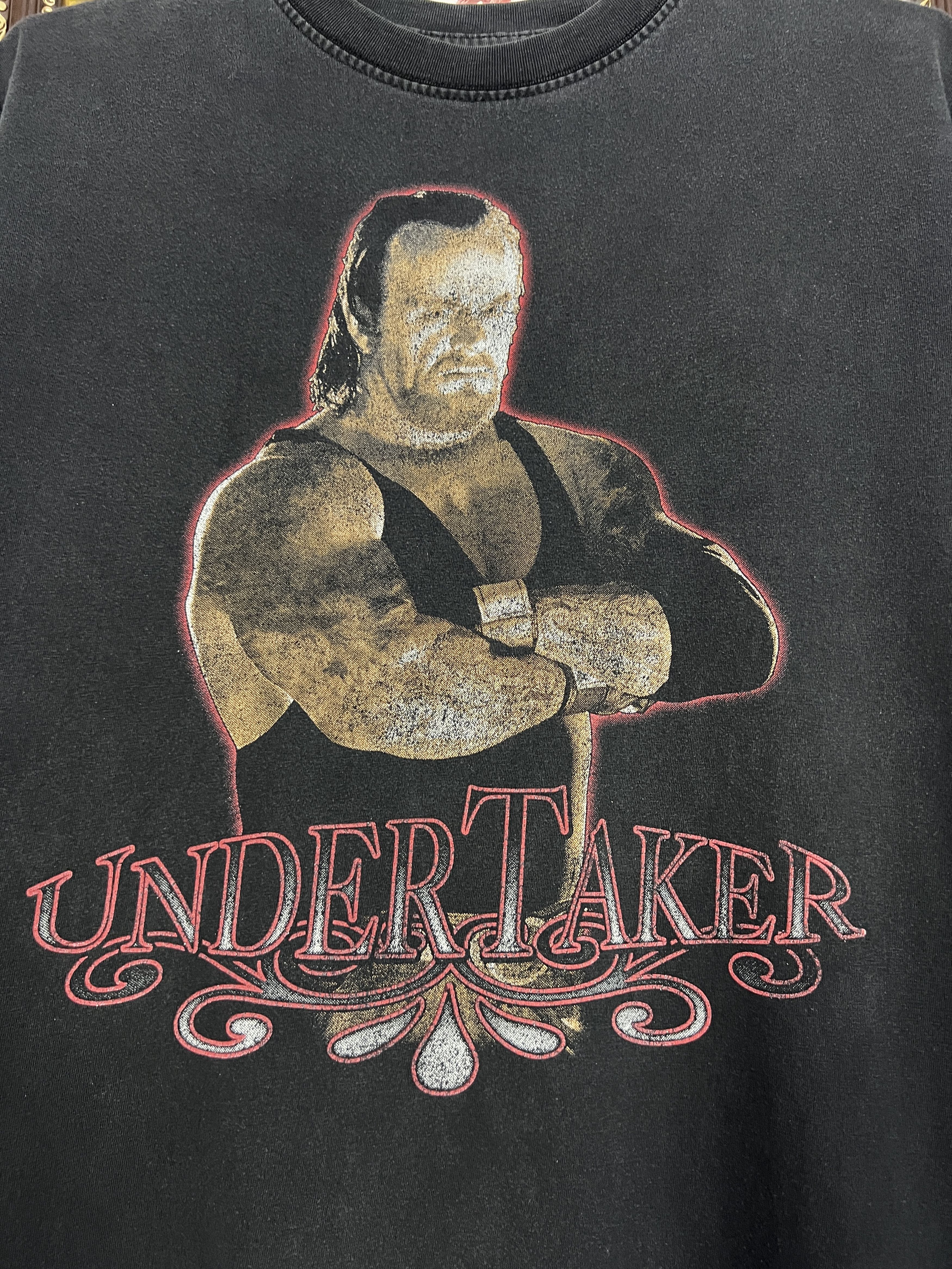 Vintage Vintage WWF WWE Undertaker Over Print Shirt Tee Rare Hype Size US L / EU 52-54 / 3 - 3 Thumbnail