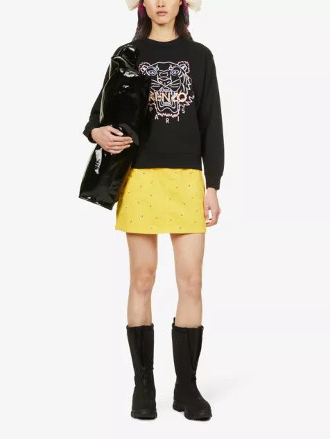 Kenzo o1y1025 Denim Mini Skirt in Yellow Size 30" / US 8 / IT 44 - 2 Thumbnail