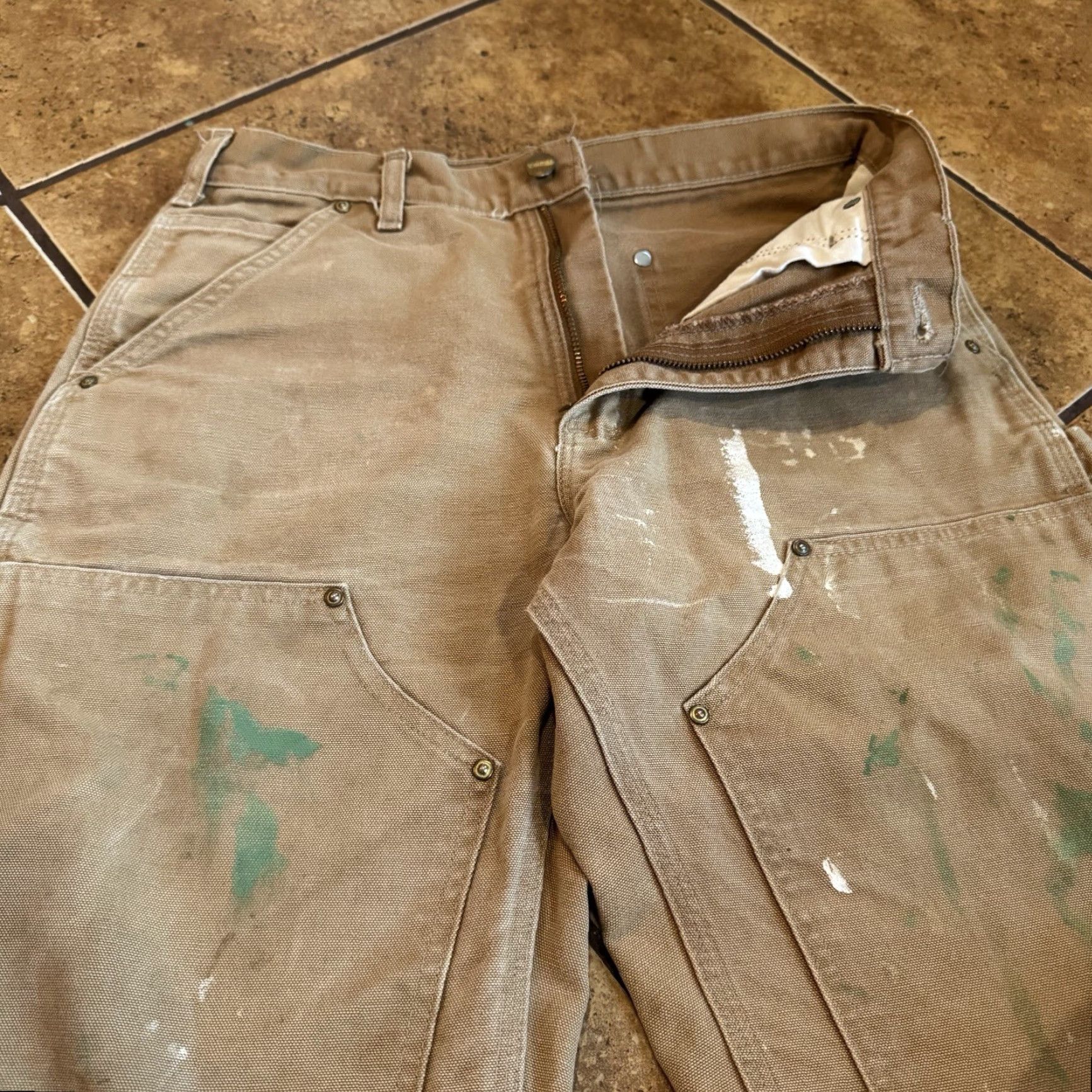 Carhartt VTG Carhartt Pants Mens 30x29 Tan Carpenter Straight Double Knee USA 90s B01 Size US 30 / EU 46 - 2 Thumbnail