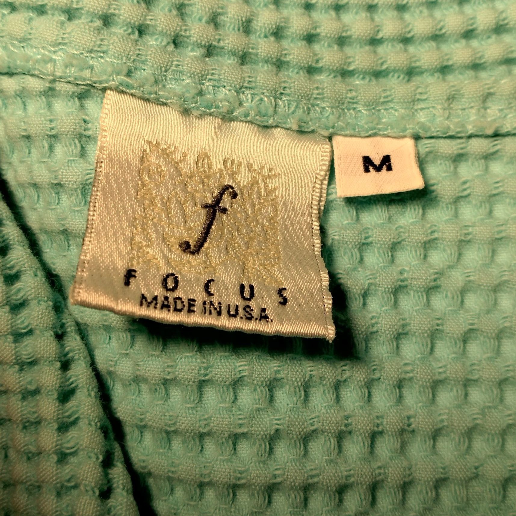 Vintage Focus Shacket Women M Waffle Woven Button Up Collared Coastal Blue Lagenlook USA Size M / US 6-8 / IT 42-44 - 5 Thumbnail