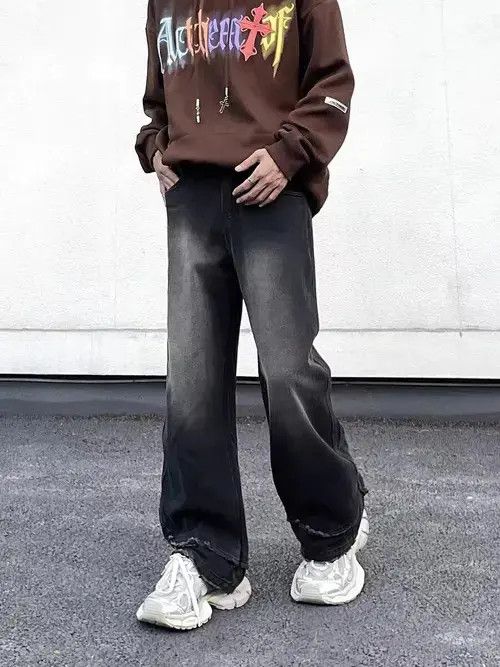 VIBE Retro high street washed distressed vertical wide leg jeans Size US 32 / EU 48 - 3 Thumbnail