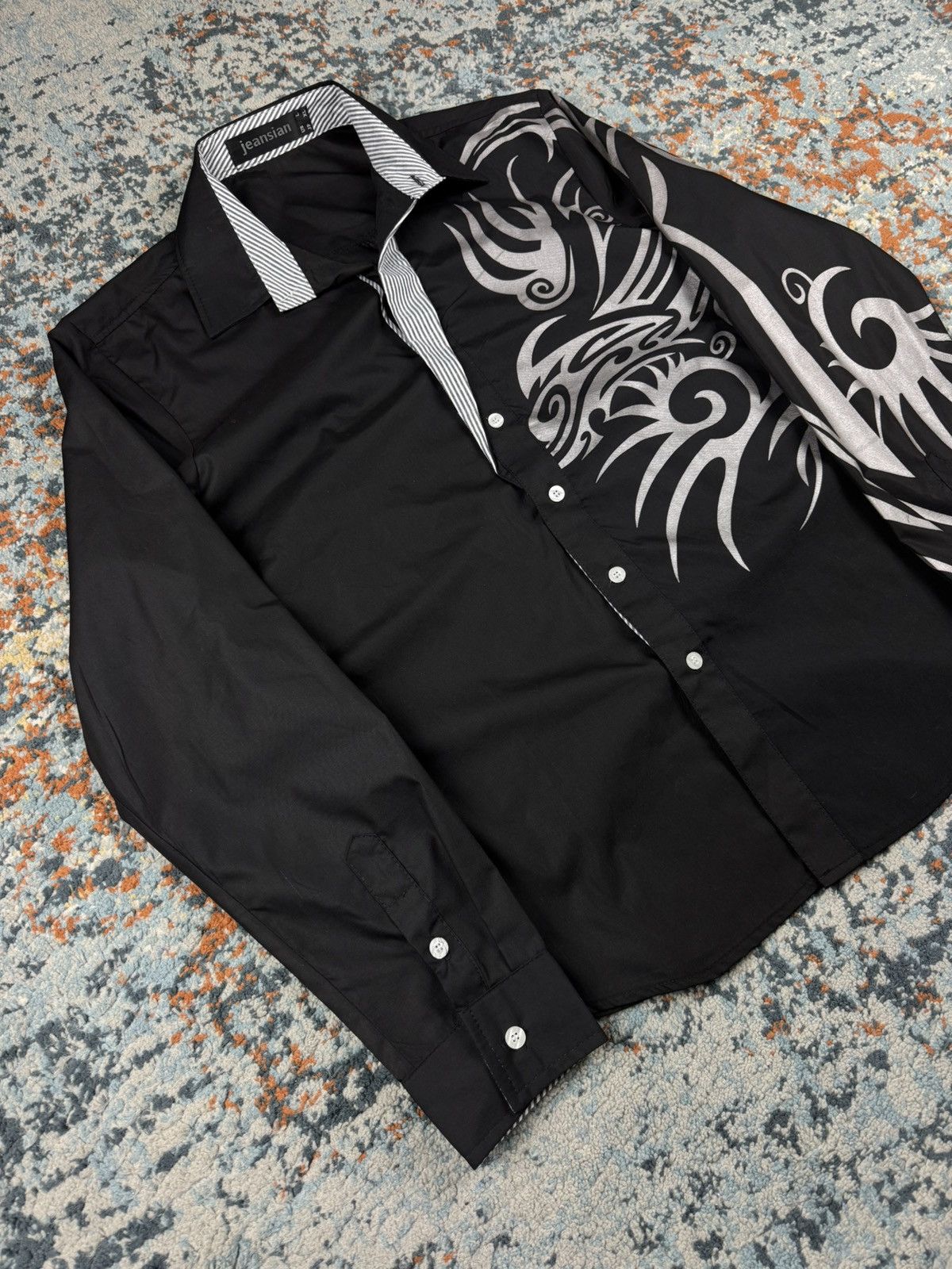 Vintage Vintage Y2K crazy silver tribal print button up shirt rave Size US L / EU 52-54 / 3 - 3 Thumbnail