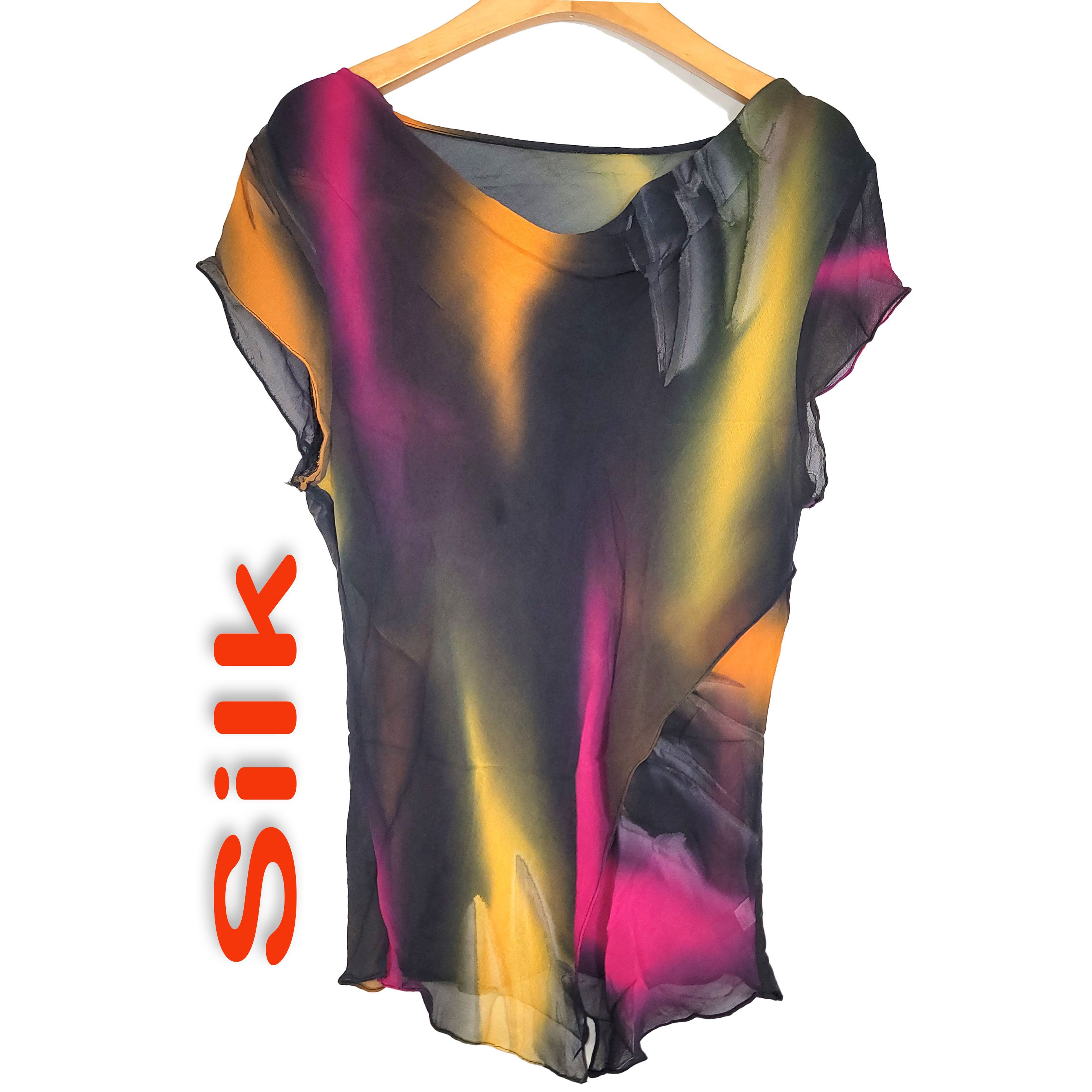 Other Women's 100% Silk XL Short Sleeve Top Shirt Bias-Cut SEM010 Size XL / US 12-14 / IT 48-50 - 2 Thumbnail