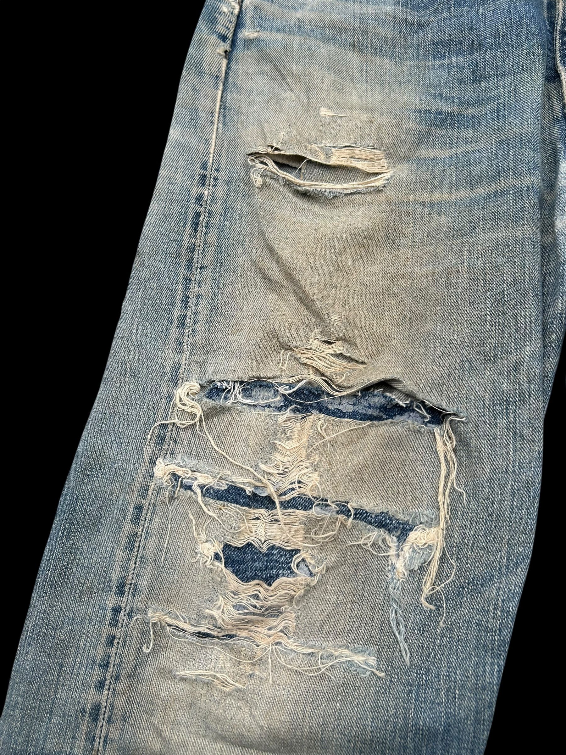 Kapital × Lee × Vintage Thrashed Vintage Lee Riders Selvedge Denim Jeans Size US 35 - 3 Thumbnail