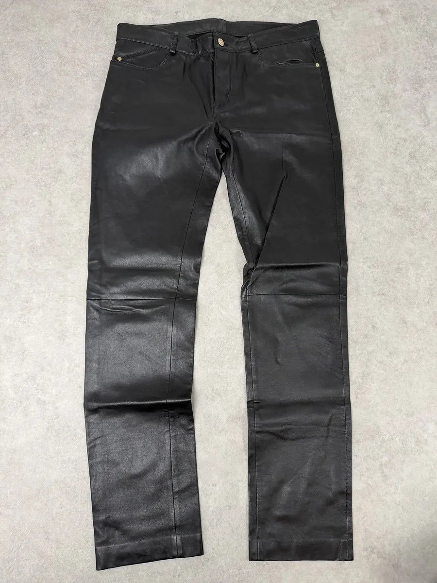 Roberto Cavalli AW2015 Roberto Cavalli Premium Black Biker Leather Pants Size US 33 - 1 Thumbnail