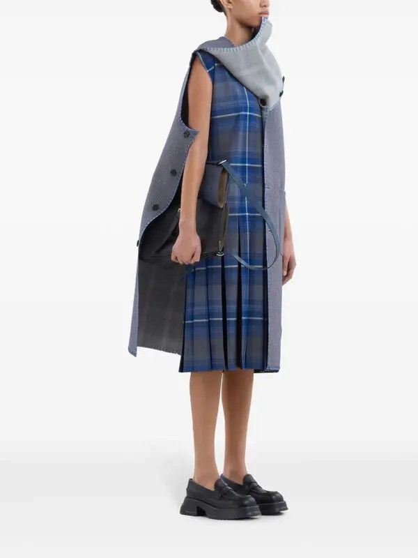Marni o1w1db11125 Check-Print Twill Dress in Blue Size S / US 4 / IT 40 - 5 Thumbnail