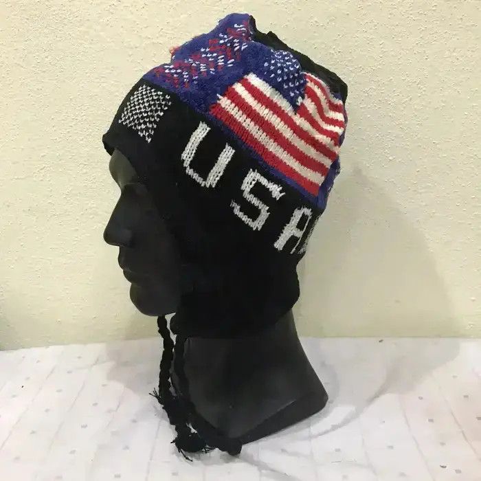 Vintage USA Overprint Knit Beanie Hat Size ONE SIZE - 2 Thumbnail