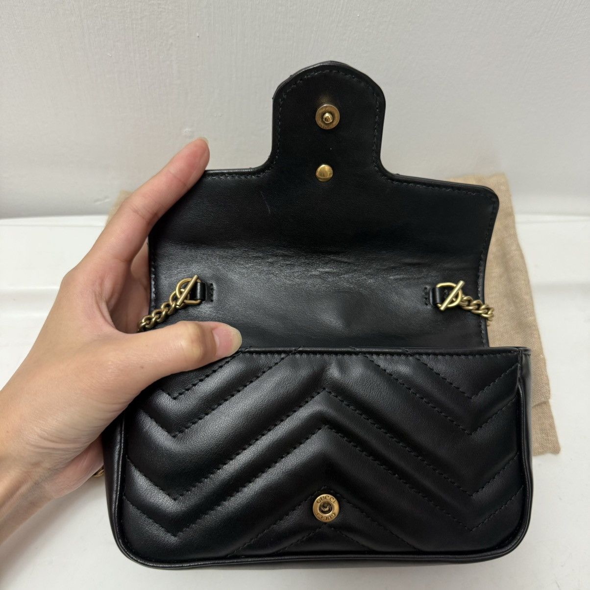 Gucci Gucci GG Marmont Matelasse Leather Black Super Mini Bag Size ONE SIZE - 8 Thumbnail