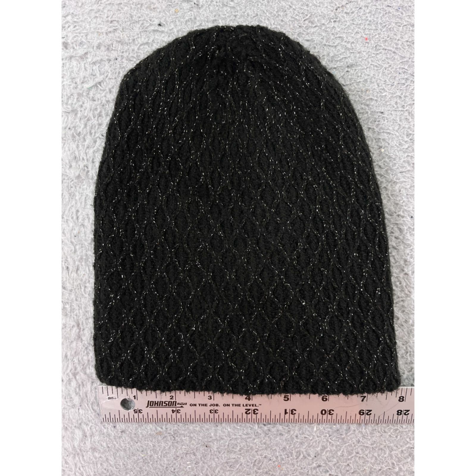 Vintage Womens Beanie Beanie Knit Black Sparkly Acrylic Metallic Blend Ski Theme One Size Adult One Size Black Sparkly Ski Womens Size ONE SIZE - 3 Thumbnail