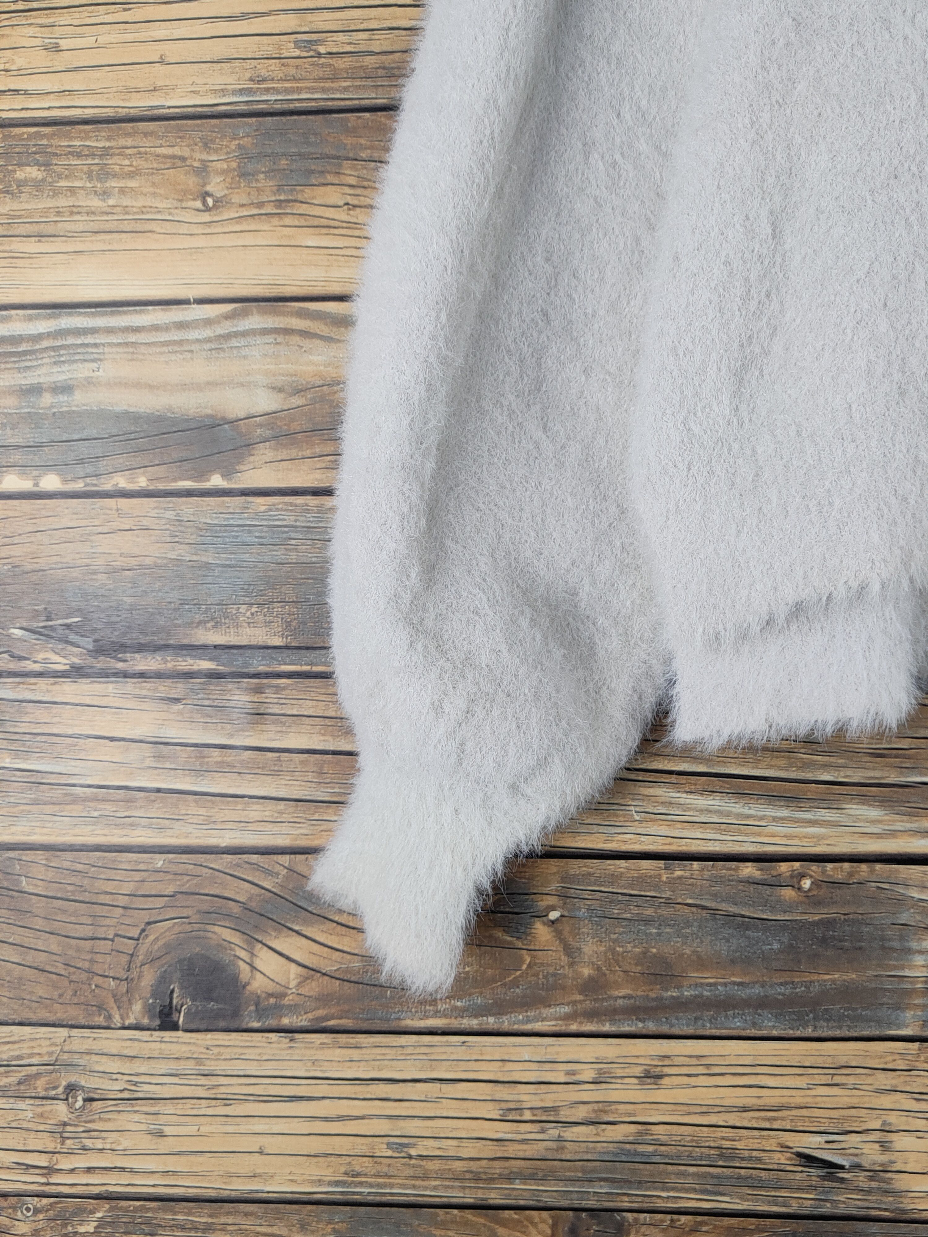 Japanese Brand Aces Femme Light Gray Shag Shaggy Fur Mohair Knitwear #W1196 Size M / US 6-8 / IT 42-44 - 4 Thumbnail