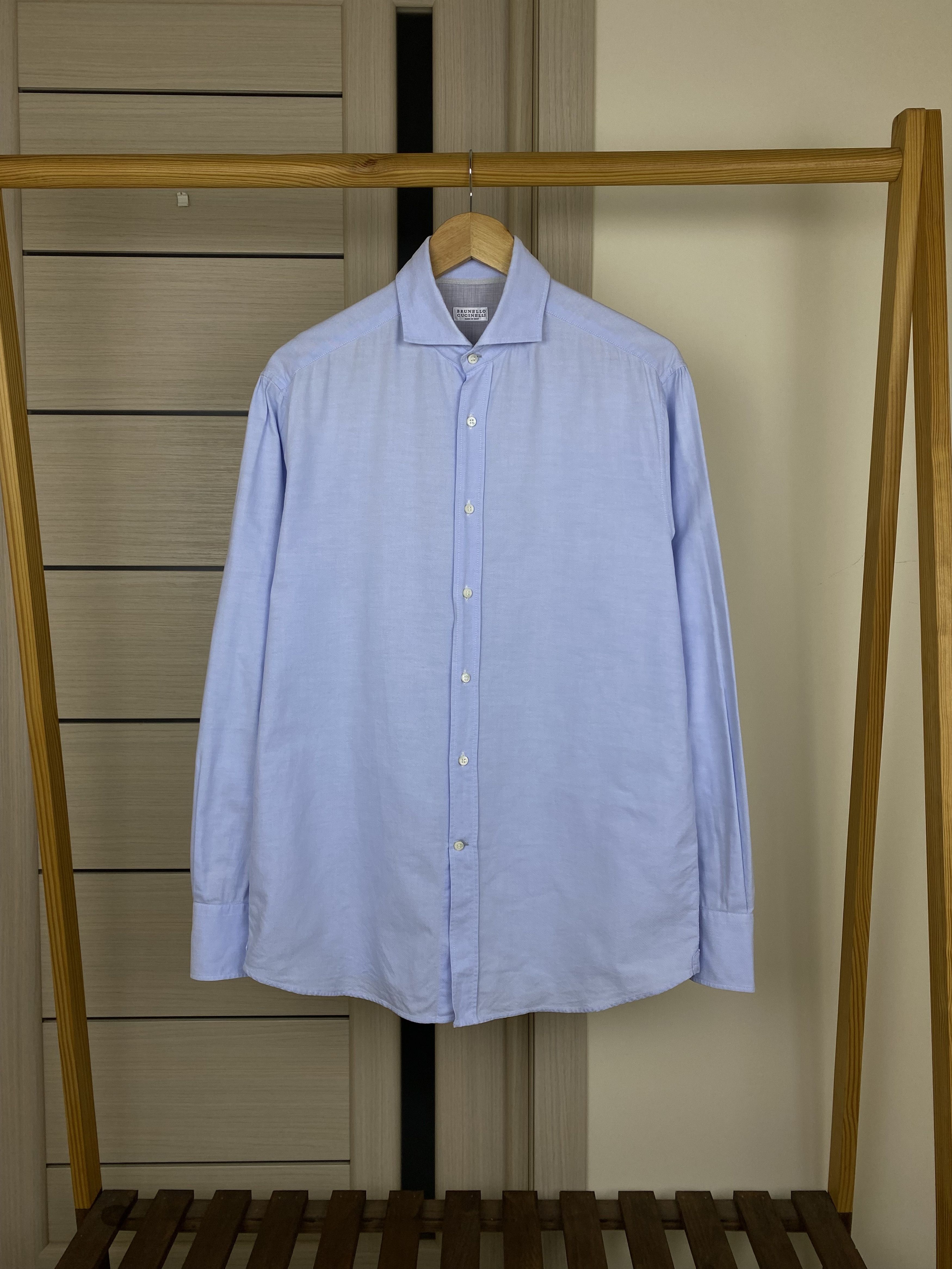 Brunello Cucinelli Button Down Shirt Mens Blue Long Sleeve