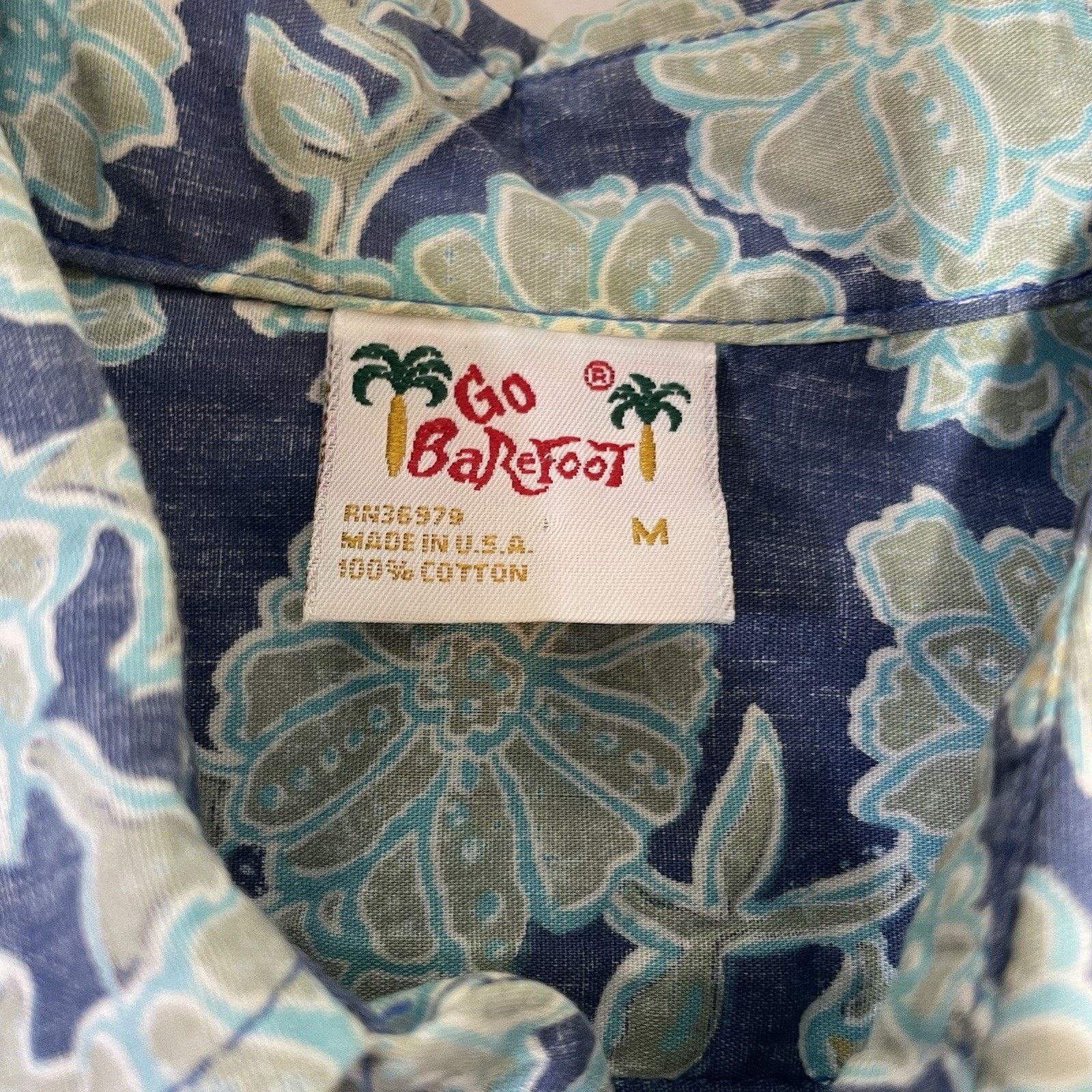 Other VTG Men’s Hawaiian Shirt Go Barefoot In Paradise Blue Medium Size US M / EU 48-50 / 2 - 3 Thumbnail