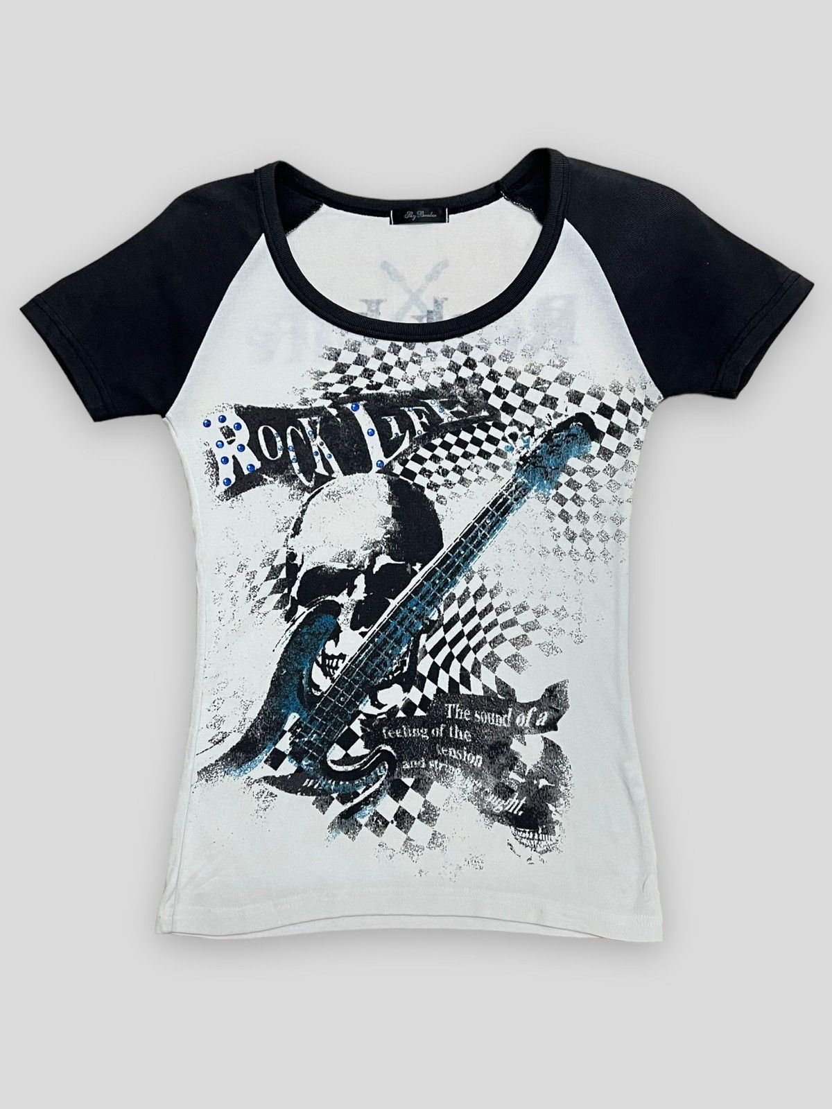image of Beauty Beast x Vintage Send Offer Vintage Japan Sky Bomber Rock Life Skull Tshirt in White (Size XS