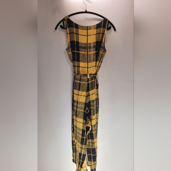 Other Lustre Designed By Yasmine Yellow Black Plaid Jumpsuit - M Size 30" / US 8 / IT 44 - 3 Thumbnail
