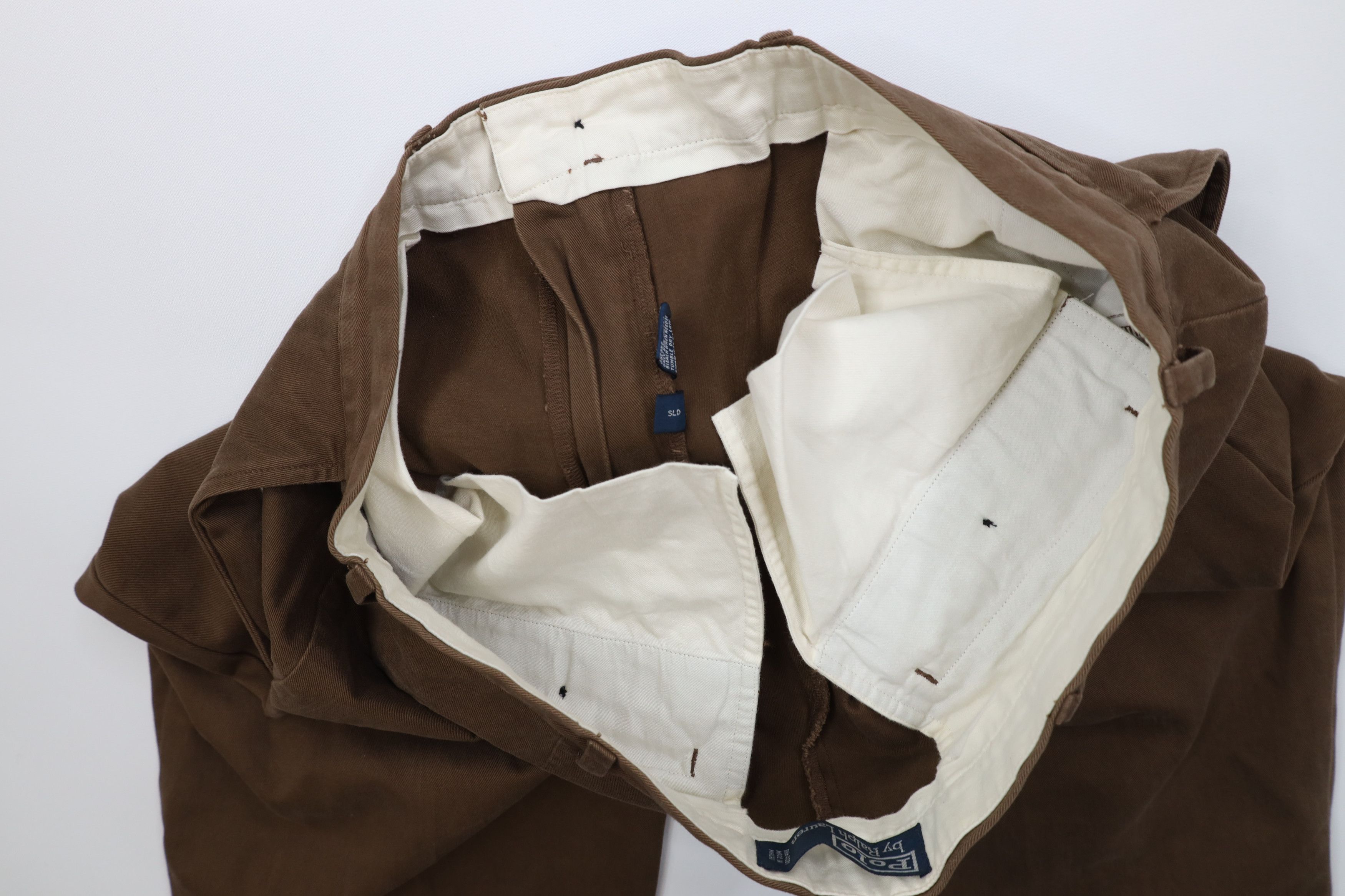 Ralph Lauren Vintage 90s Ralph Lauren Wide Leg Chino Pants Brown Cotton Size US 36 / EU 52 - 9 Thumbnail