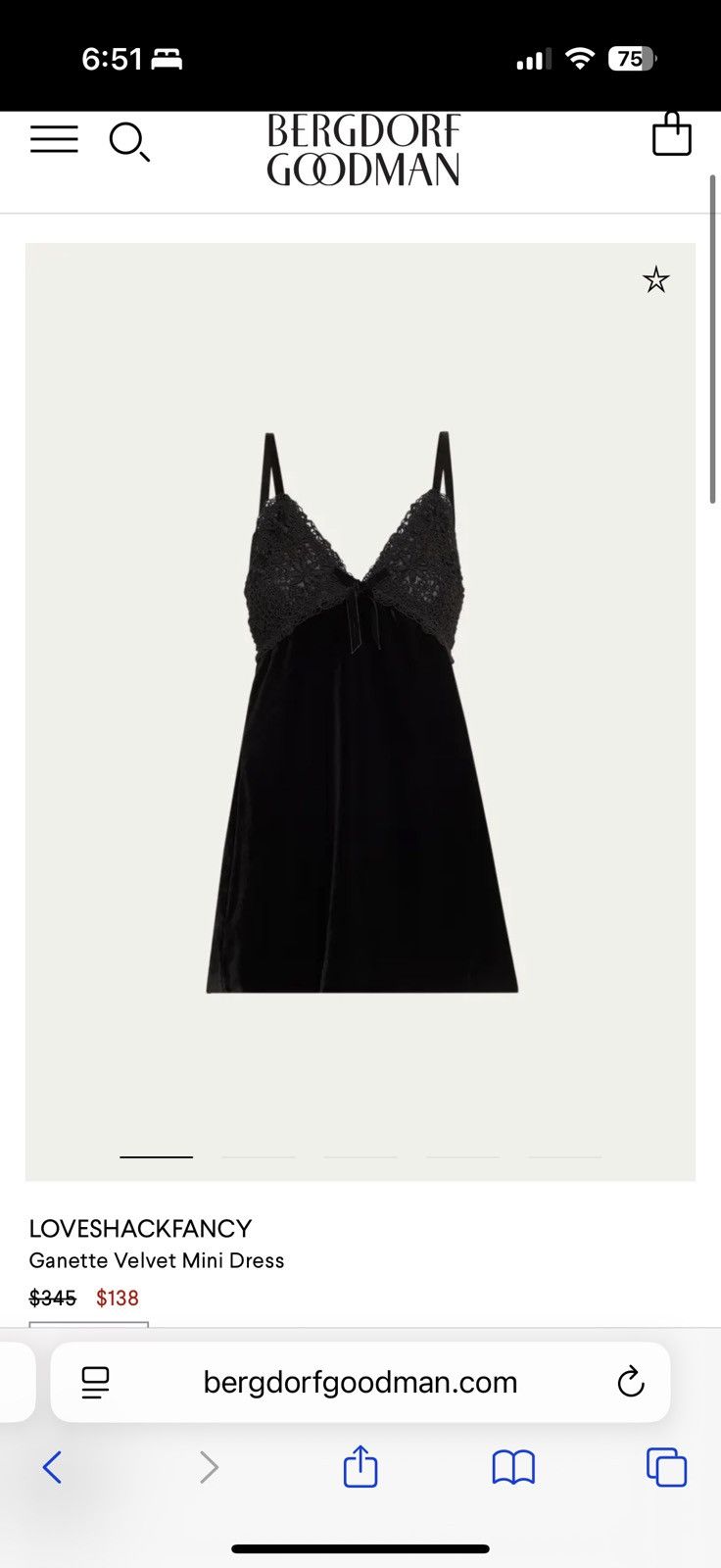 LoveShackFancy Ganette Velvet Mini Dress Size XS / US 0-2 / IT 36-38 - 3 Thumbnail