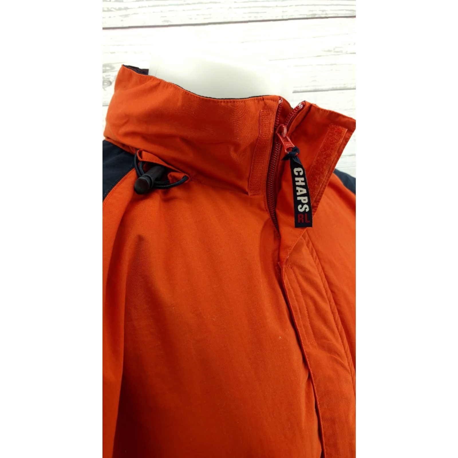 Chaps Chaps Ralph Lauren Windbreaker Jacket Full Zip Hideaway Hoodie Large Orange Blue Size US L / EU 52-54 / 3 - 5 Thumbnail