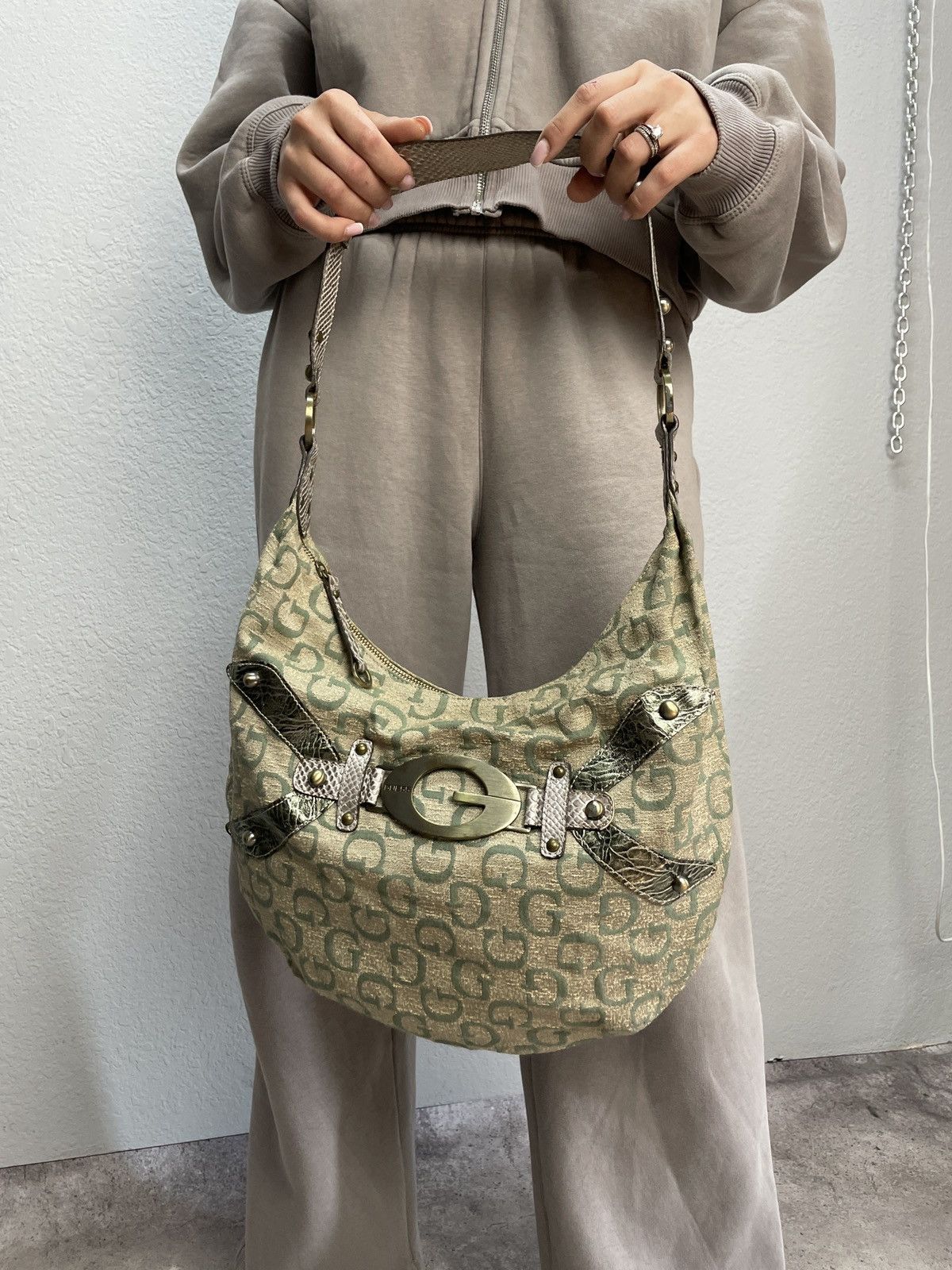 Avant Garde x Guess Y2K Vintage Guess Baguette Shoulder Bag Denim in Green, Women's